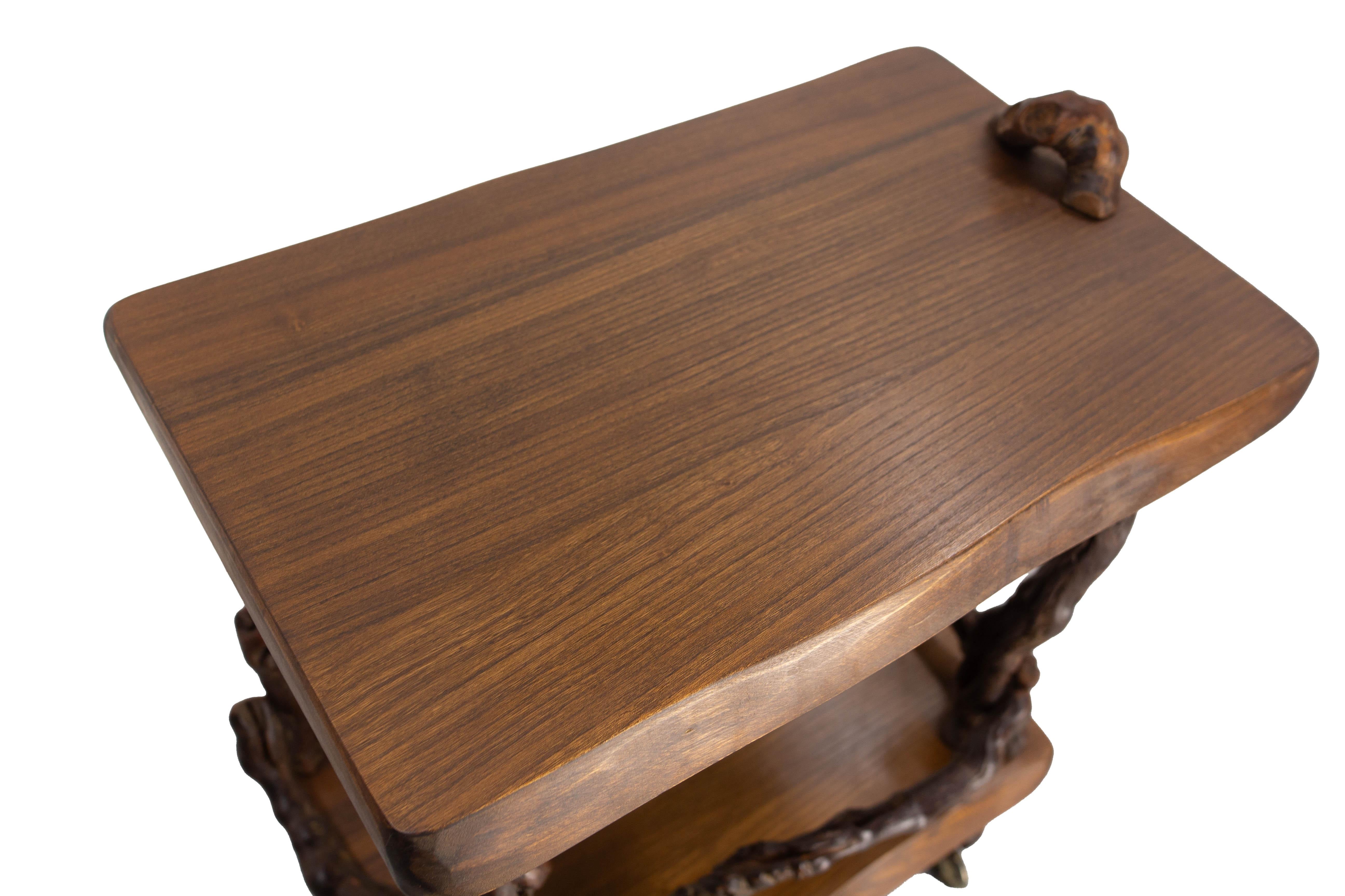 Midcentury Serving Trolley Table Vine Wood and Elm Bar Cart circa 1960 For Sale 2