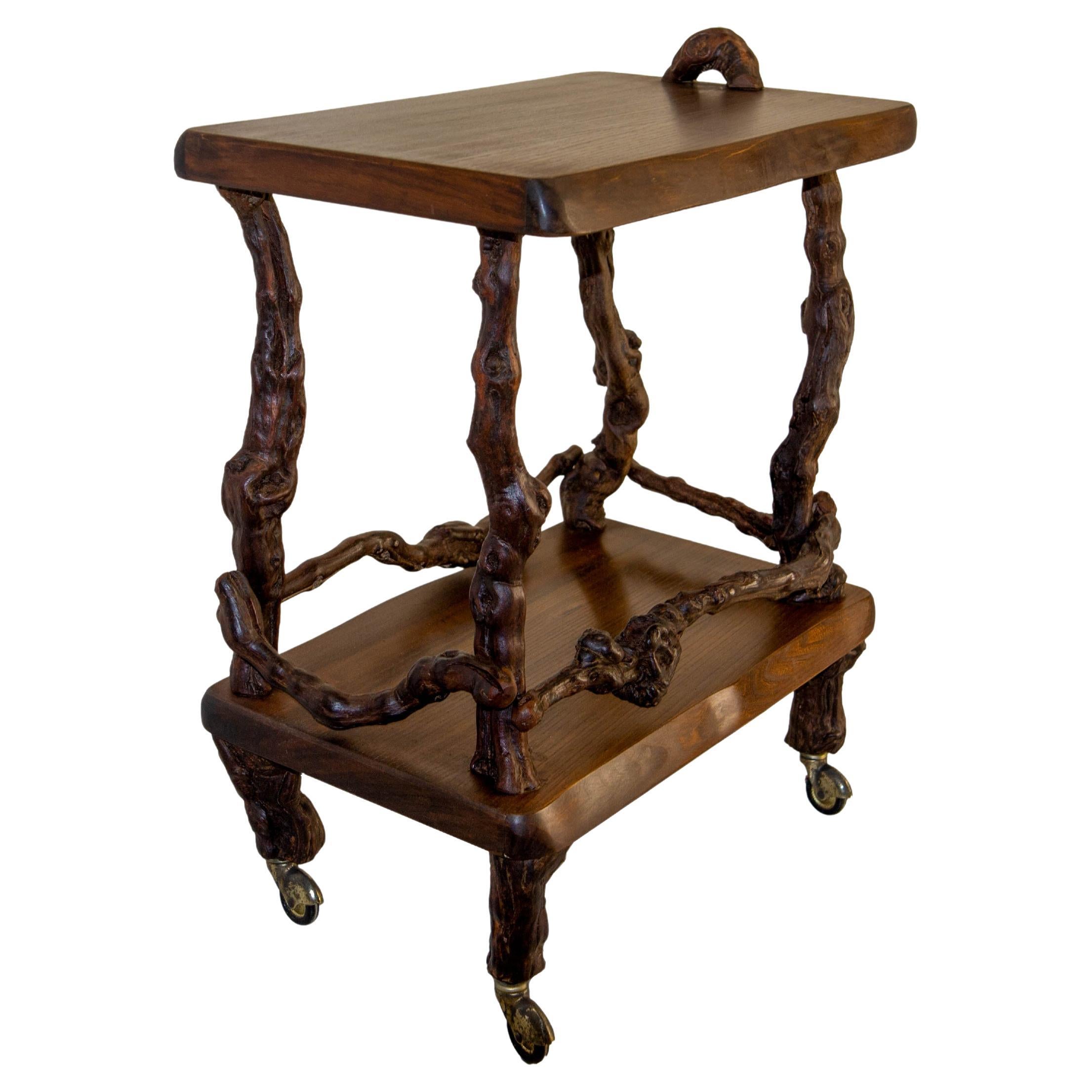 Midcentury Servierwagen Tisch Vine Holz und Ulme Bar Cart circa 1960