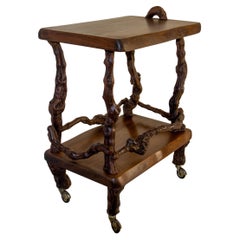 Midcentury Serving Trolley Table Vine Wood and Elm Bar Cart circa 1960