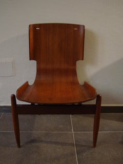 Midcentury Set 3 Curved Wood Italian Chairs, Swedish Style