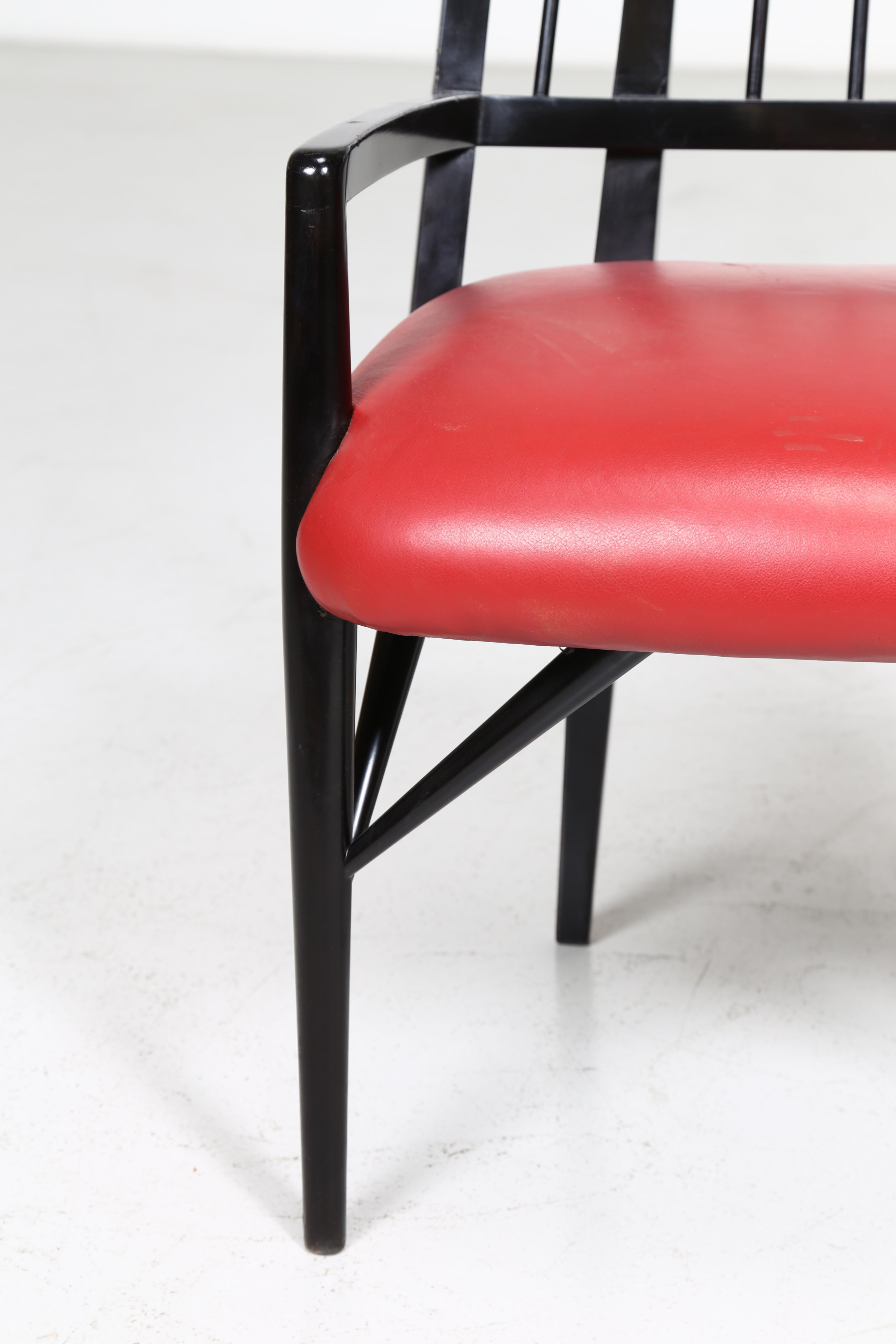 Paul Laszlo Set Chairs in Black Lacquered Wood, 1950s In Good Condition In Milano, IT