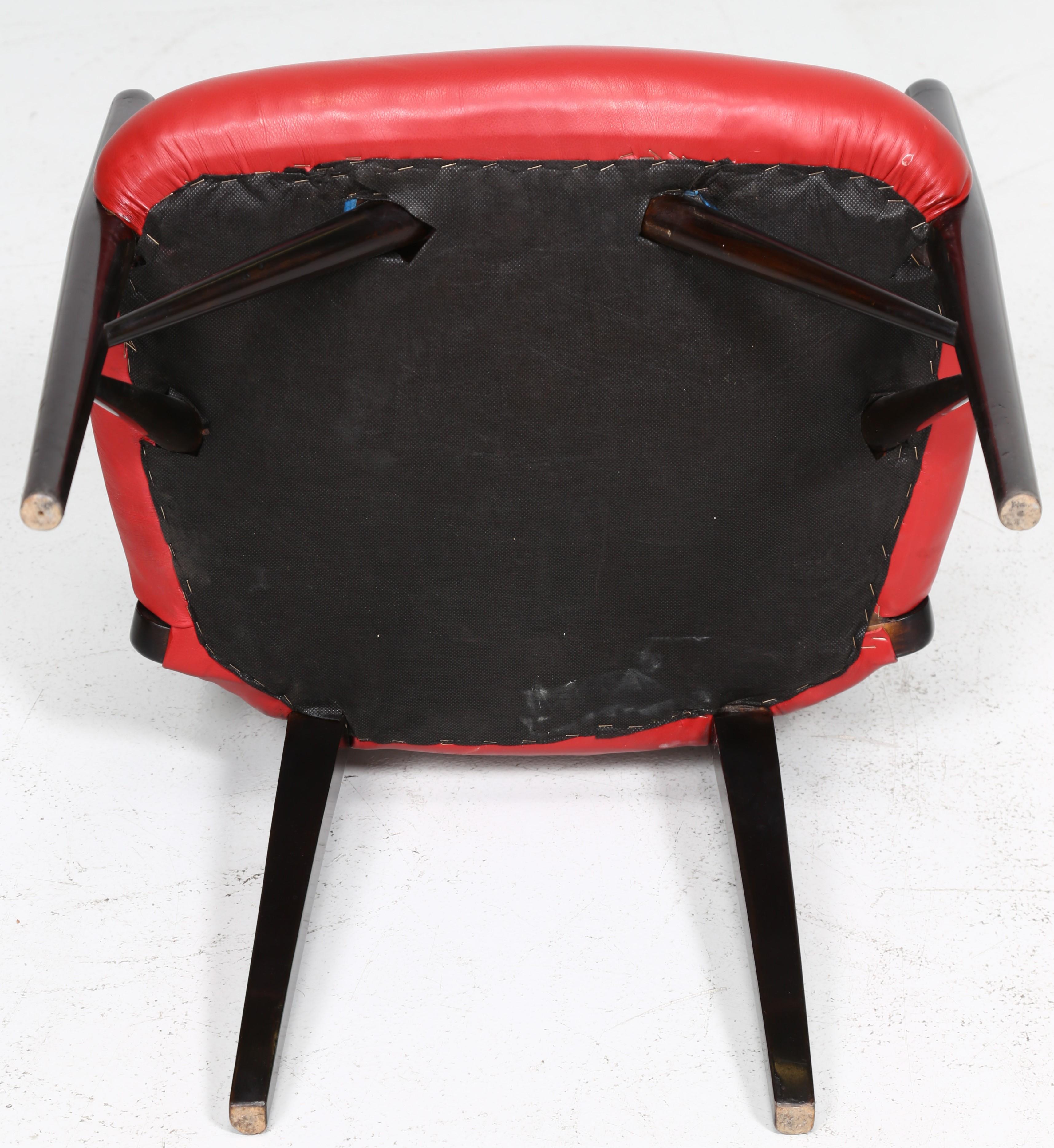 Leather Paul Laszlo Set Chairs in Black Lacquered Wood, 1950s