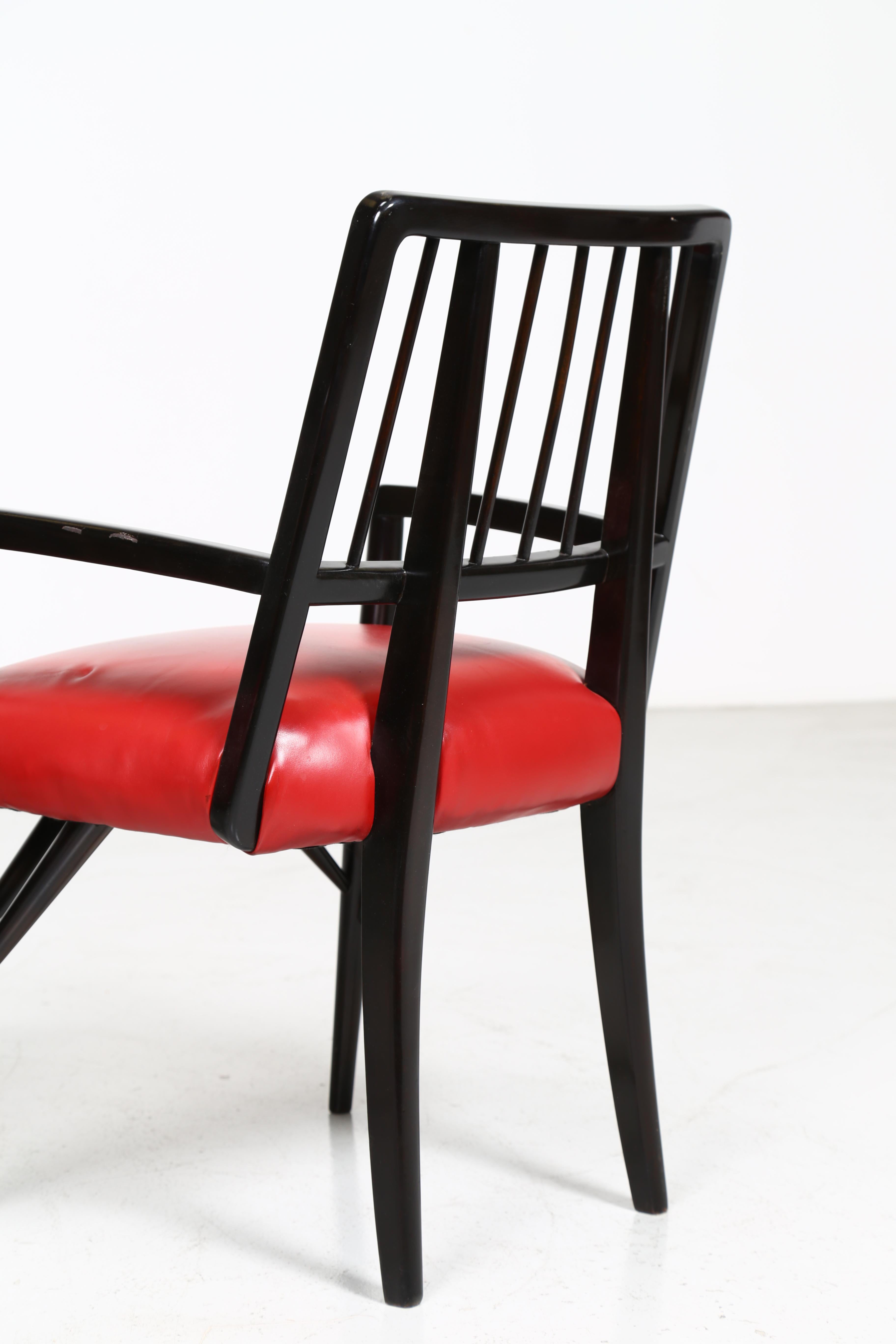Paul Laszlo Set Chairs in Black Lacquered Wood, 1950s 2