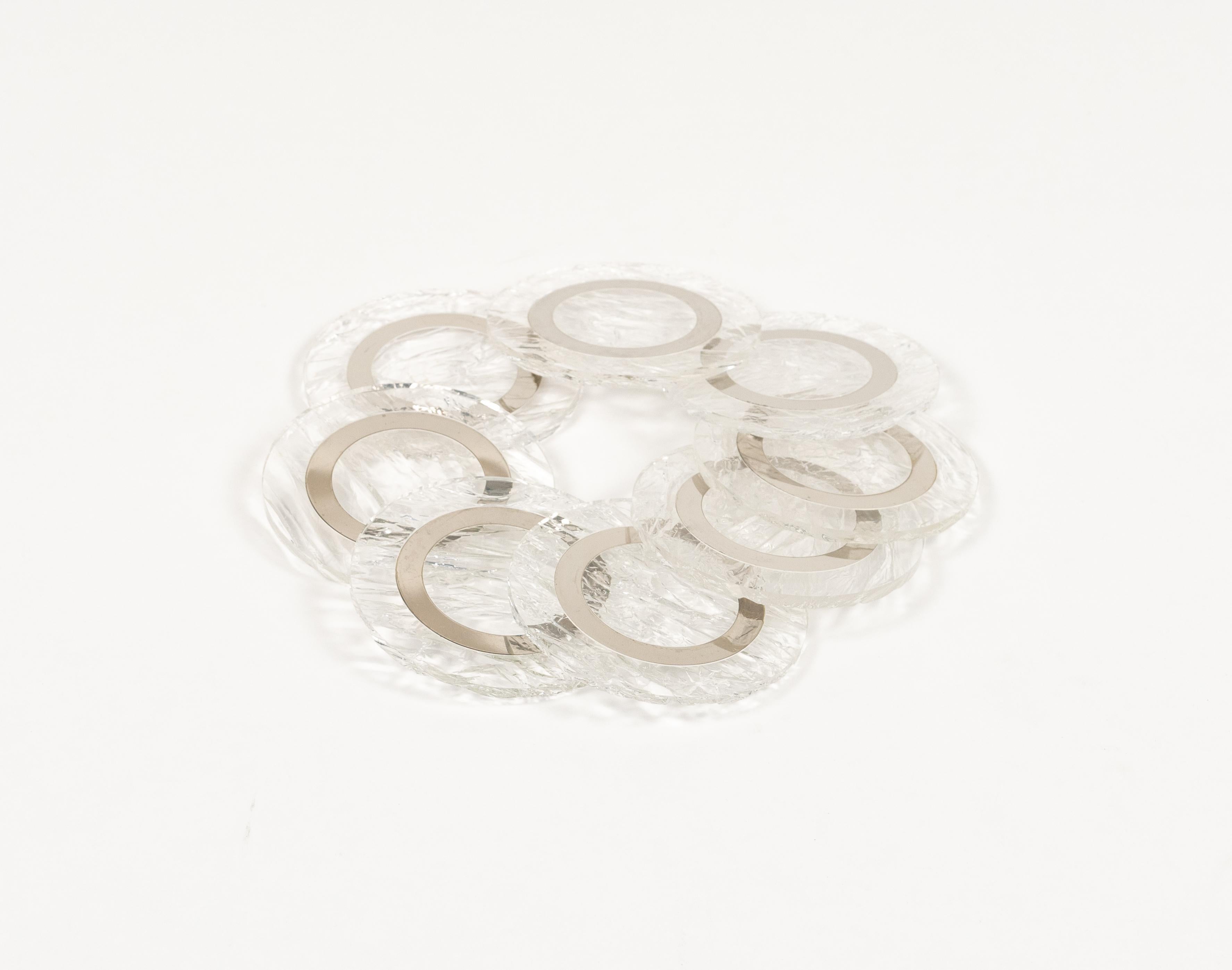 Set di 10 sottobicchieri in lucite e cromo del Medioevo, stile Willy Rizzo, Italia, anni '70 in vendita 6