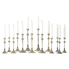Set di 14 candelabri in argento di Kjell Engman, Svezia, 1979