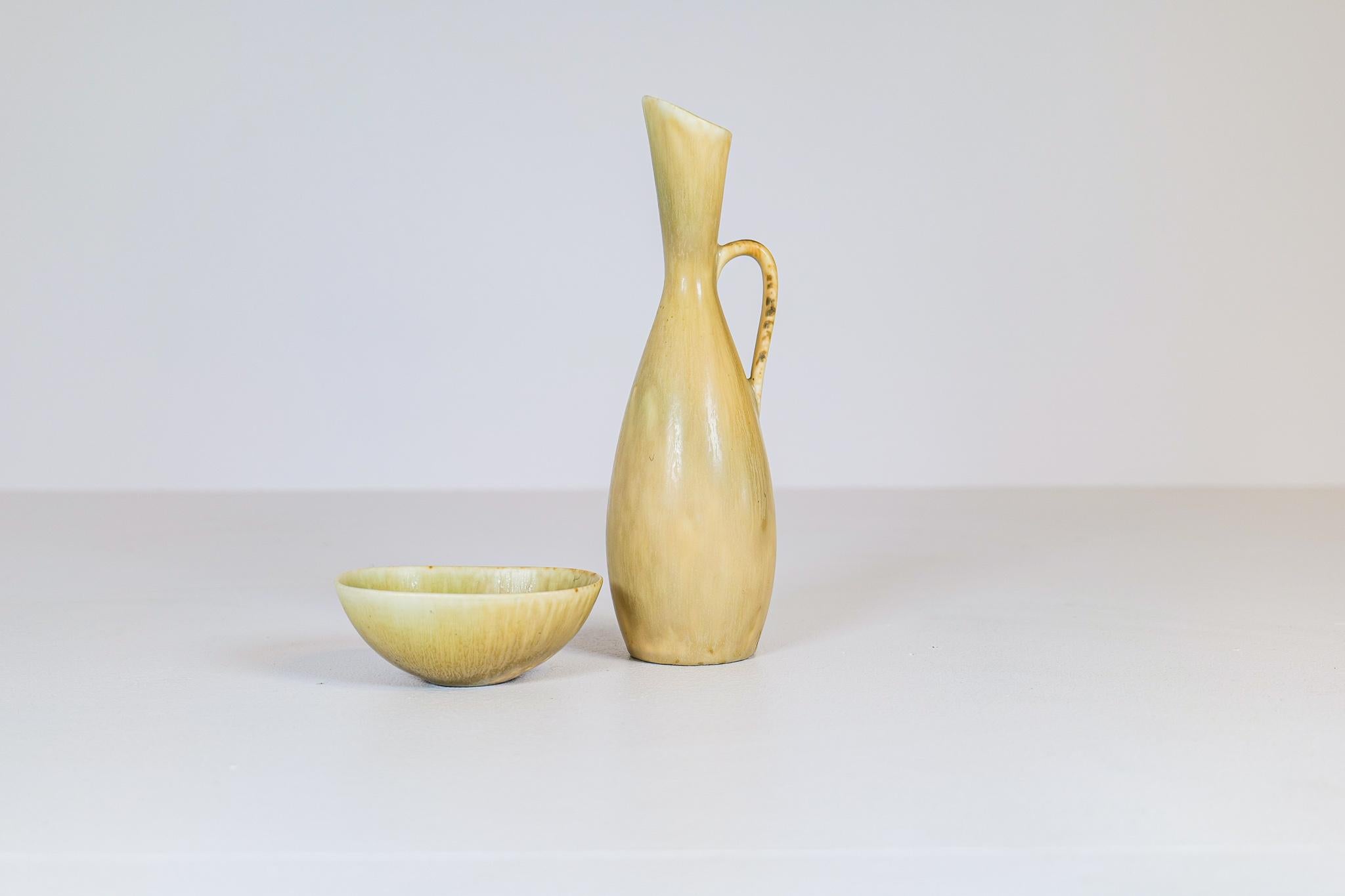 Swedish Midcentury Set of 2 Ceramic Pieces Carl Harry Stålhane, Sweden, 1950s For Sale