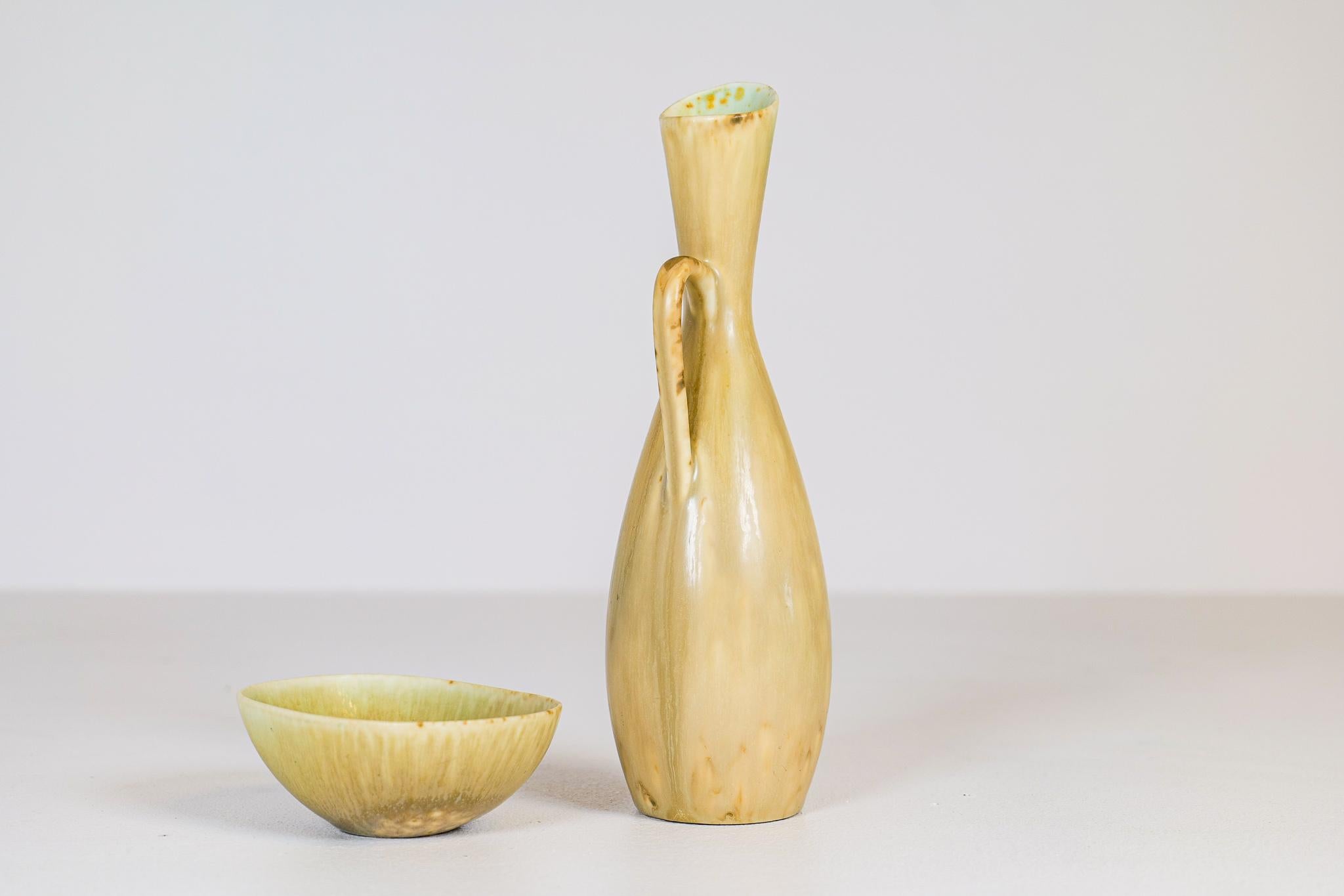 Mid-20th Century Midcentury Set of 2 Ceramic Pieces Carl Harry Stålhane, Sweden, 1950s For Sale