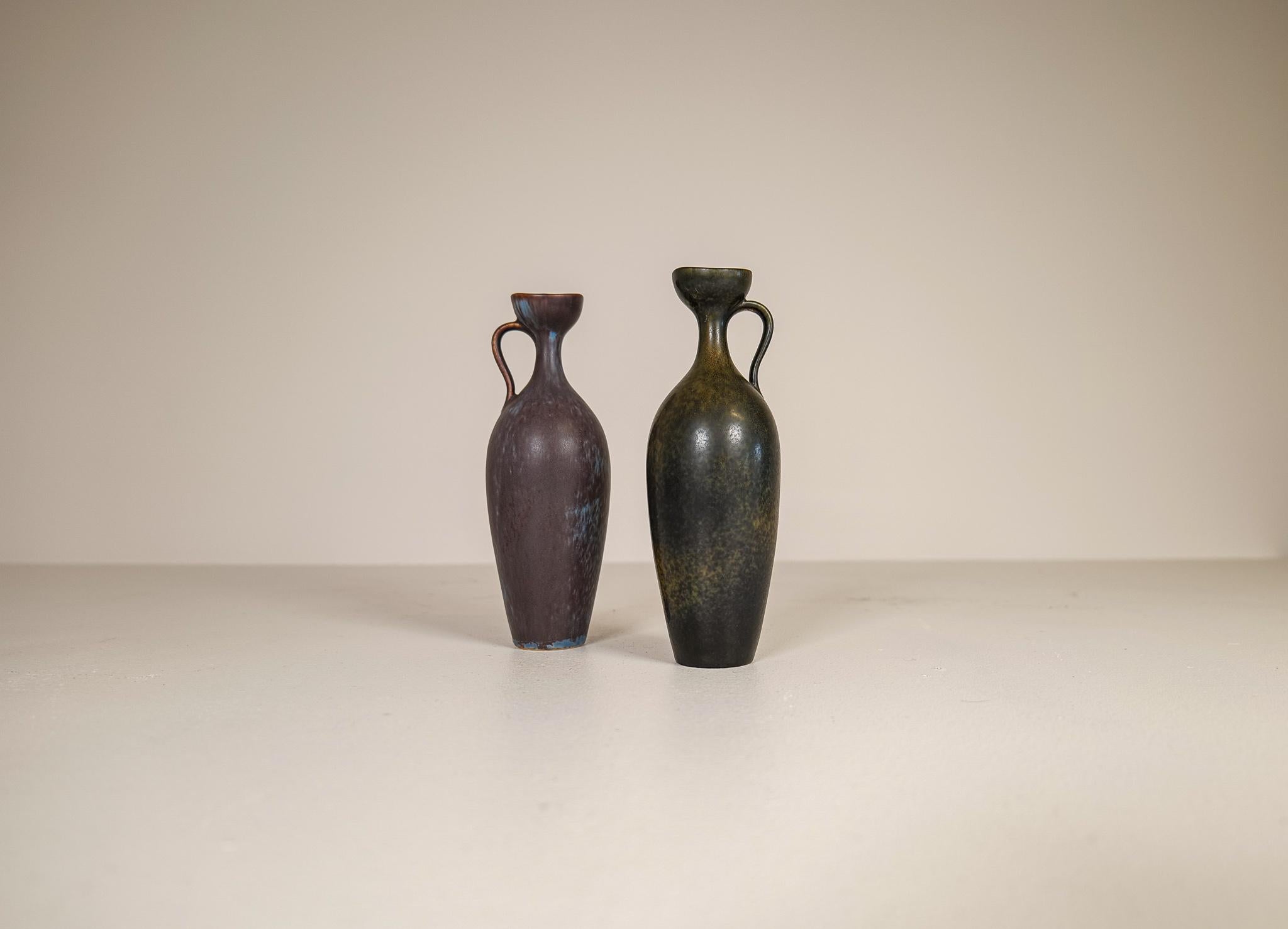 Mid-Century Modern Midcentury Modern Set of 2 Ceramic Vases Gunnar Nylund Rörstrand, Sweden, 1950s For Sale