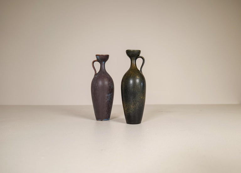 Mid-Century Modern Midcentury Set of 2 Ceramic Vases Gunnar Nylund Rörstrand, Sweden, 1950s For Sale