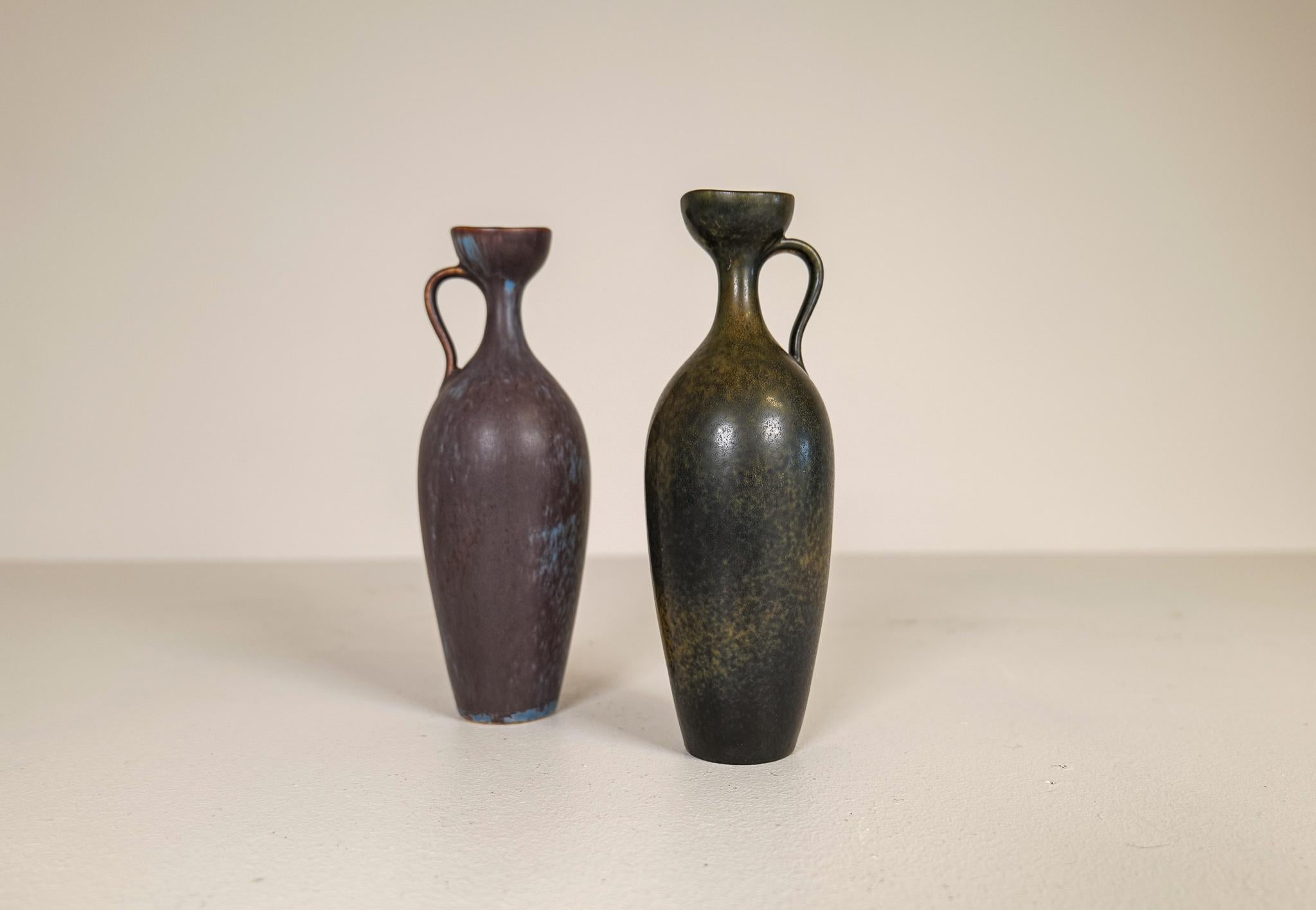 Swedish Midcentury Modern Set of 2 Ceramic Vases Gunnar Nylund Rörstrand, Sweden, 1950s For Sale