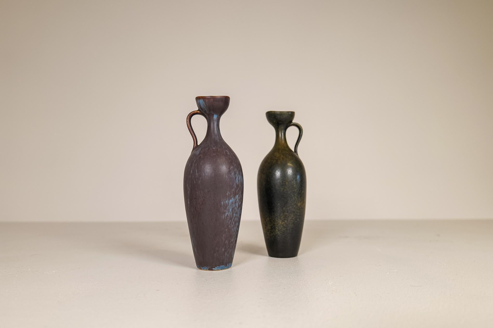 Midcentury Modern Set of 2 Ceramic Vases Gunnar Nylund Rörstrand, Sweden, 1950s In Good Condition For Sale In Hillringsberg, SE