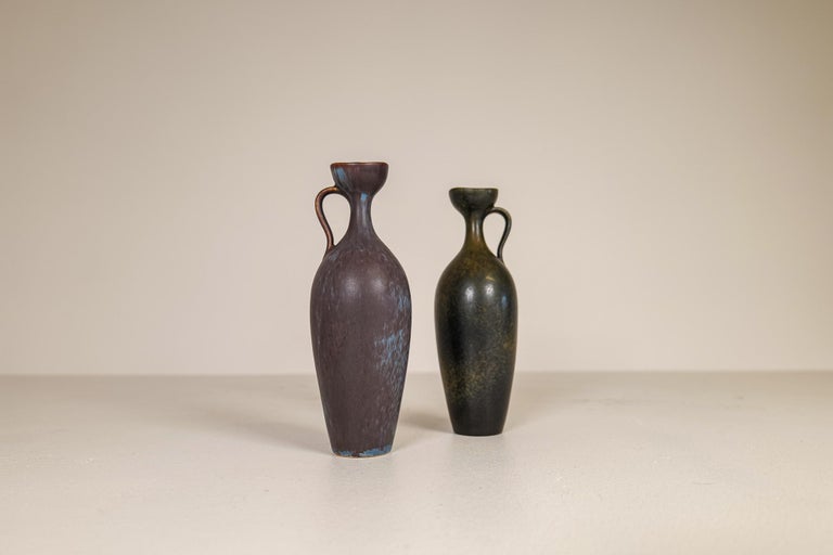 Midcentury Set of 2 Ceramic Vases Gunnar Nylund Rörstrand, Sweden, 1950s In Good Condition For Sale In Langserud, SE