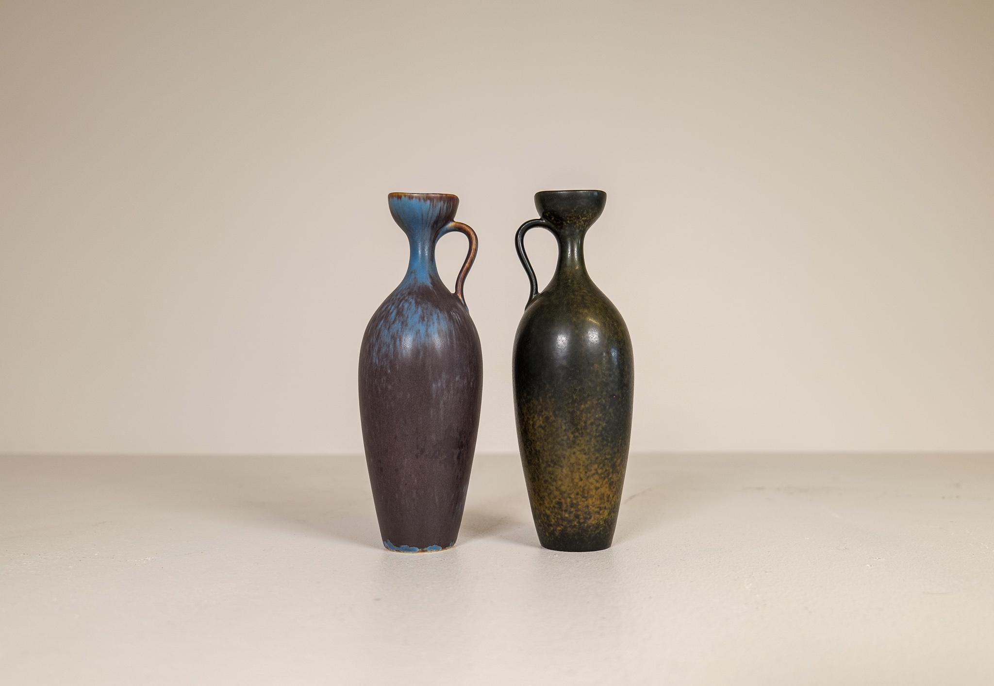 Mid-20th Century Midcentury Modern Set of 2 Ceramic Vases Gunnar Nylund Rörstrand, Sweden, 1950s For Sale