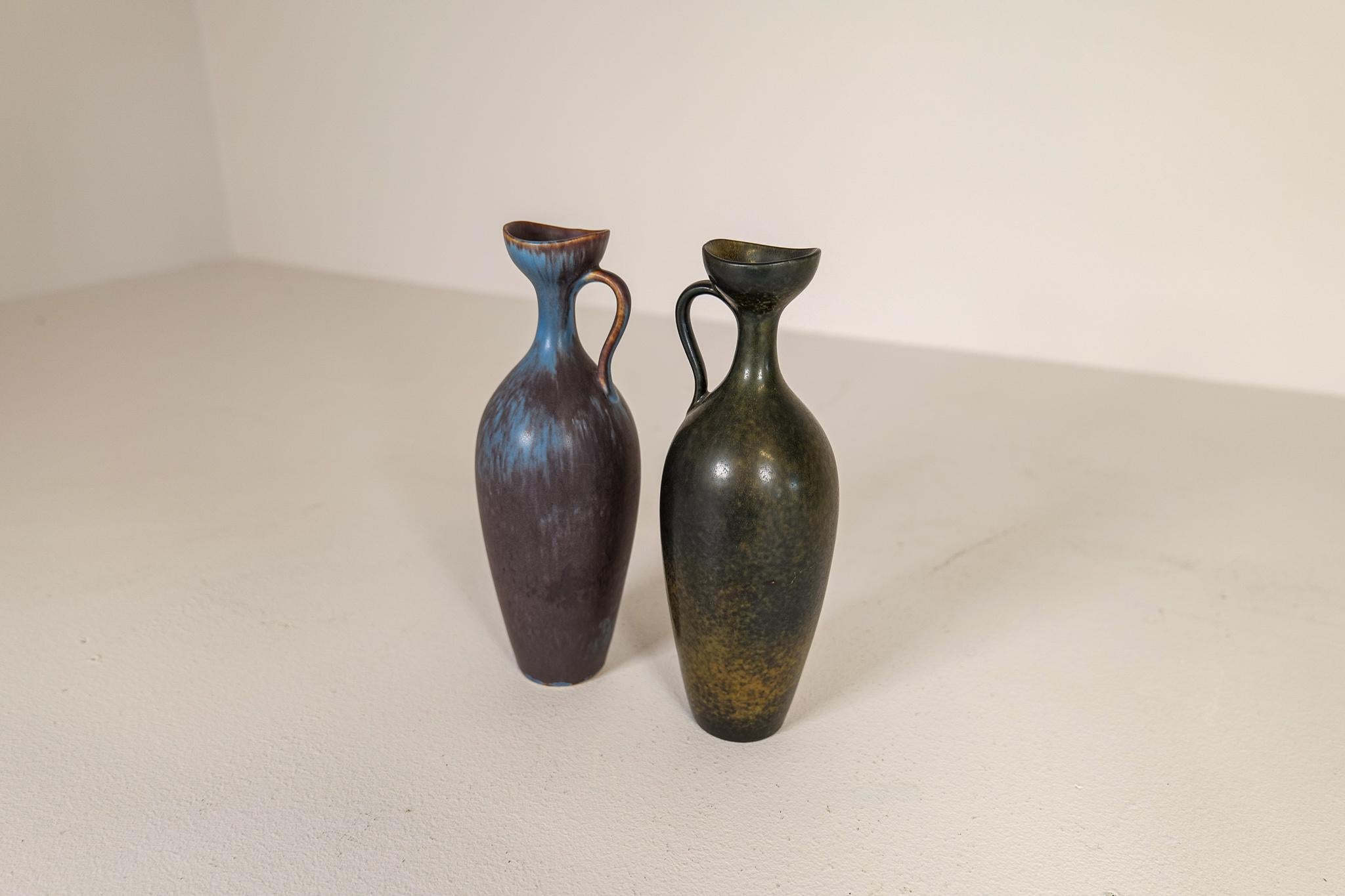 Midcentury Modern Set of 2 Ceramic Vases Gunnar Nylund Rörstrand, Sweden, 1950s For Sale 1