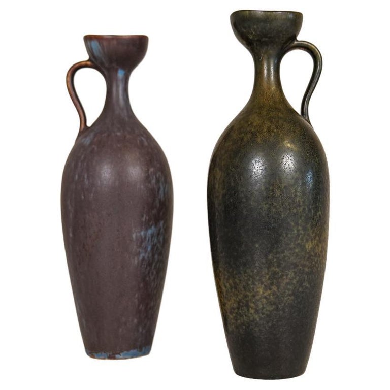 Midcentury Set of 2 Ceramic Vases Gunnar Nylund Rörstrand, Sweden, 1950s For Sale