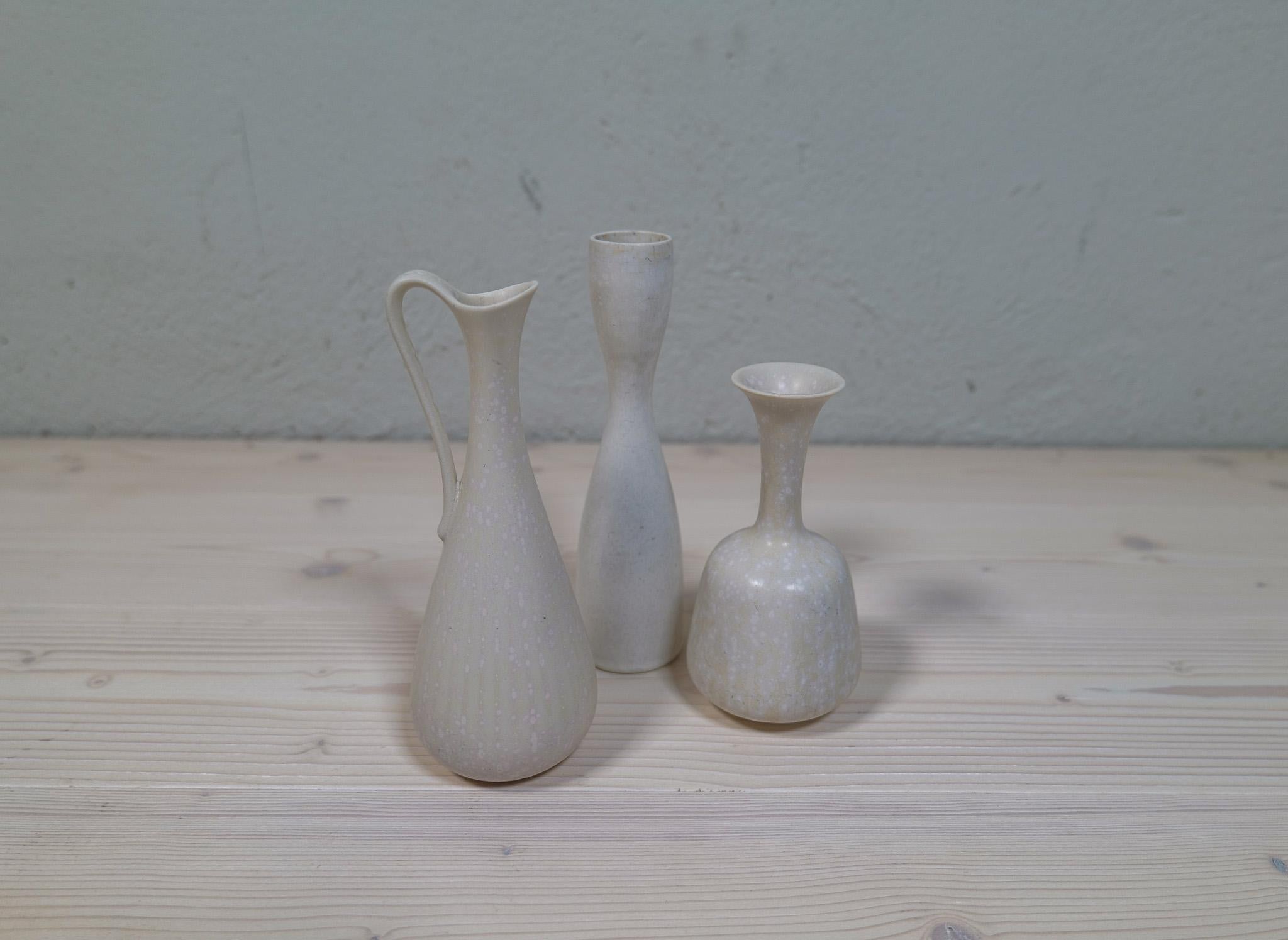 Midcentury Modern Set of 3 Ceramic Pieces Rörstrand Gunnar Nylund, Sweden, 1950s 6