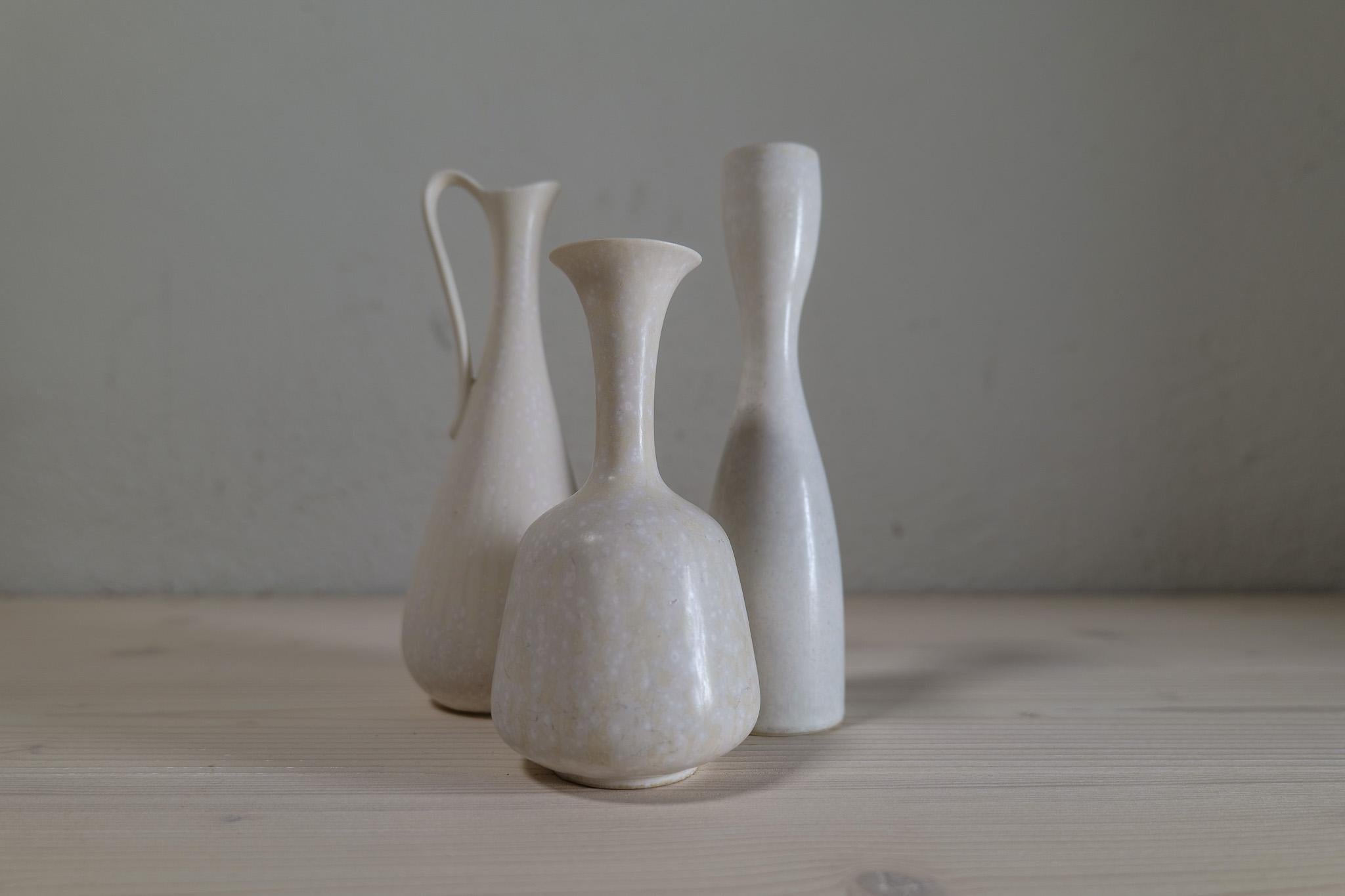 Midcentury Modern Set of 3 Ceramic Pieces Rörstrand Gunnar Nylund, Sweden, 1950s 9