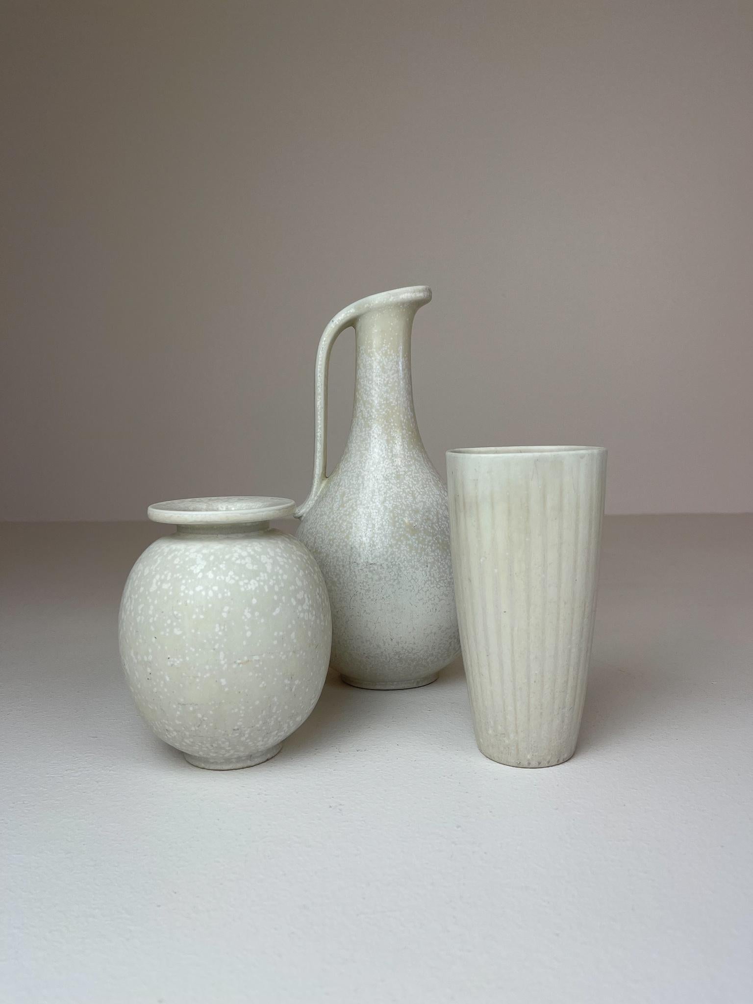 Mid-Century Modern Midcentury Set of 3 Ceramic Pieces Rörstrand Gunnar Nylund, Sweden, 1950s