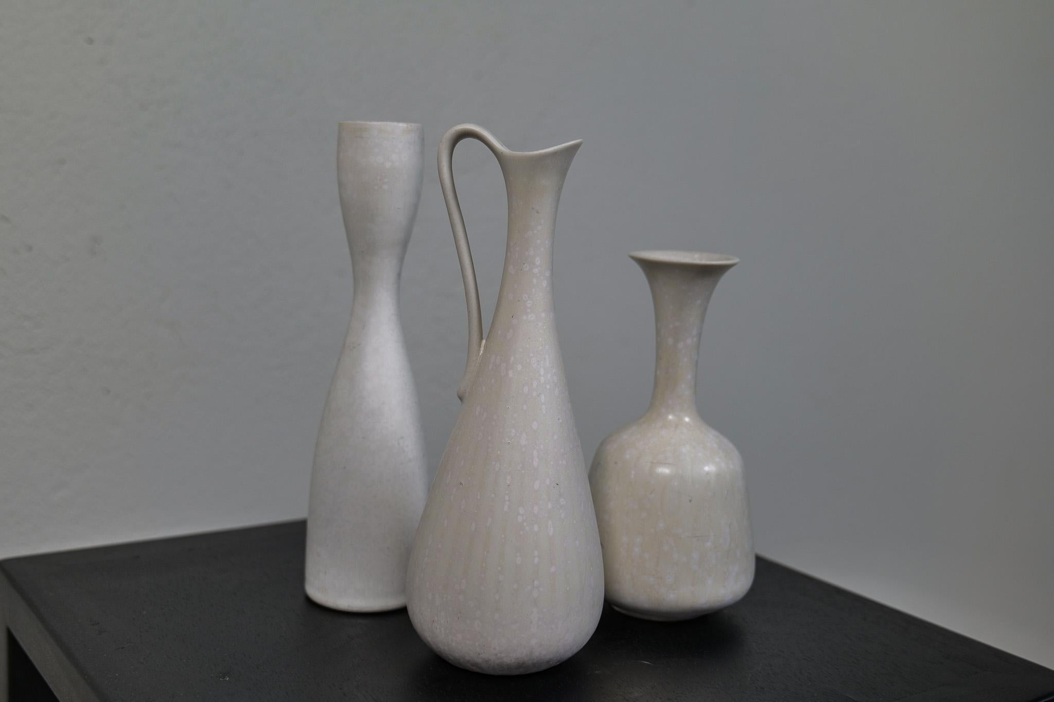Swedish Midcentury Modern Set of 3 Ceramic Pieces Rörstrand Gunnar Nylund, Sweden, 1950s