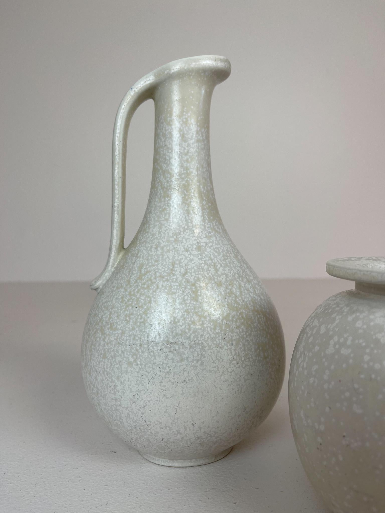 Midcentury Set of 3 Ceramic Pieces Rörstrand Gunnar Nylund, Sweden, 1950s 1