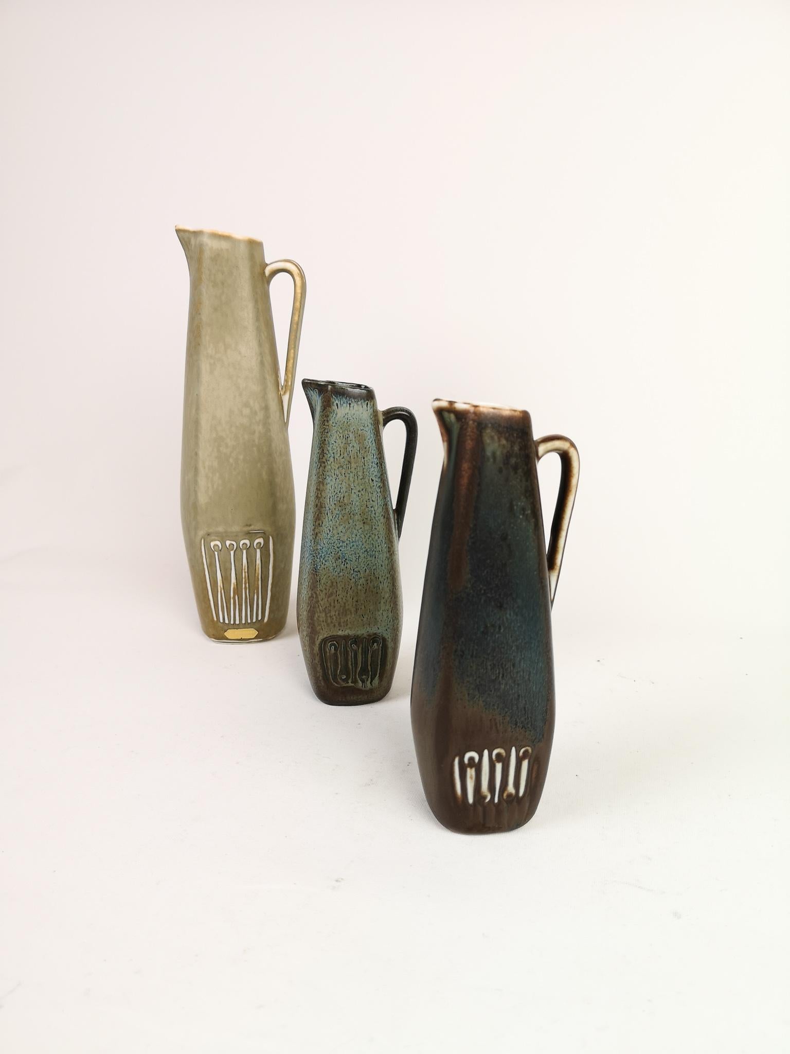 Mid-Century Modern Midcentury Modern Set of 3 Ceramic pieces Sweden 1950 Rörstrand Gunnar Nylund