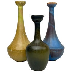 Midcentury Set of 3 Ceramic Vases Rörstrand Gunnar Nylund, Sweden, 1950s
