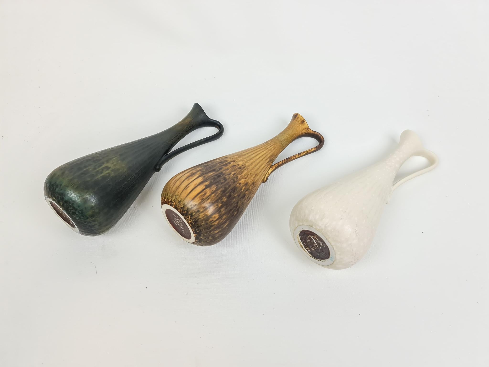 Midcentury Set of 3 Ceramic Vases Rörstrand Gunnar Nylund, Sweden 4