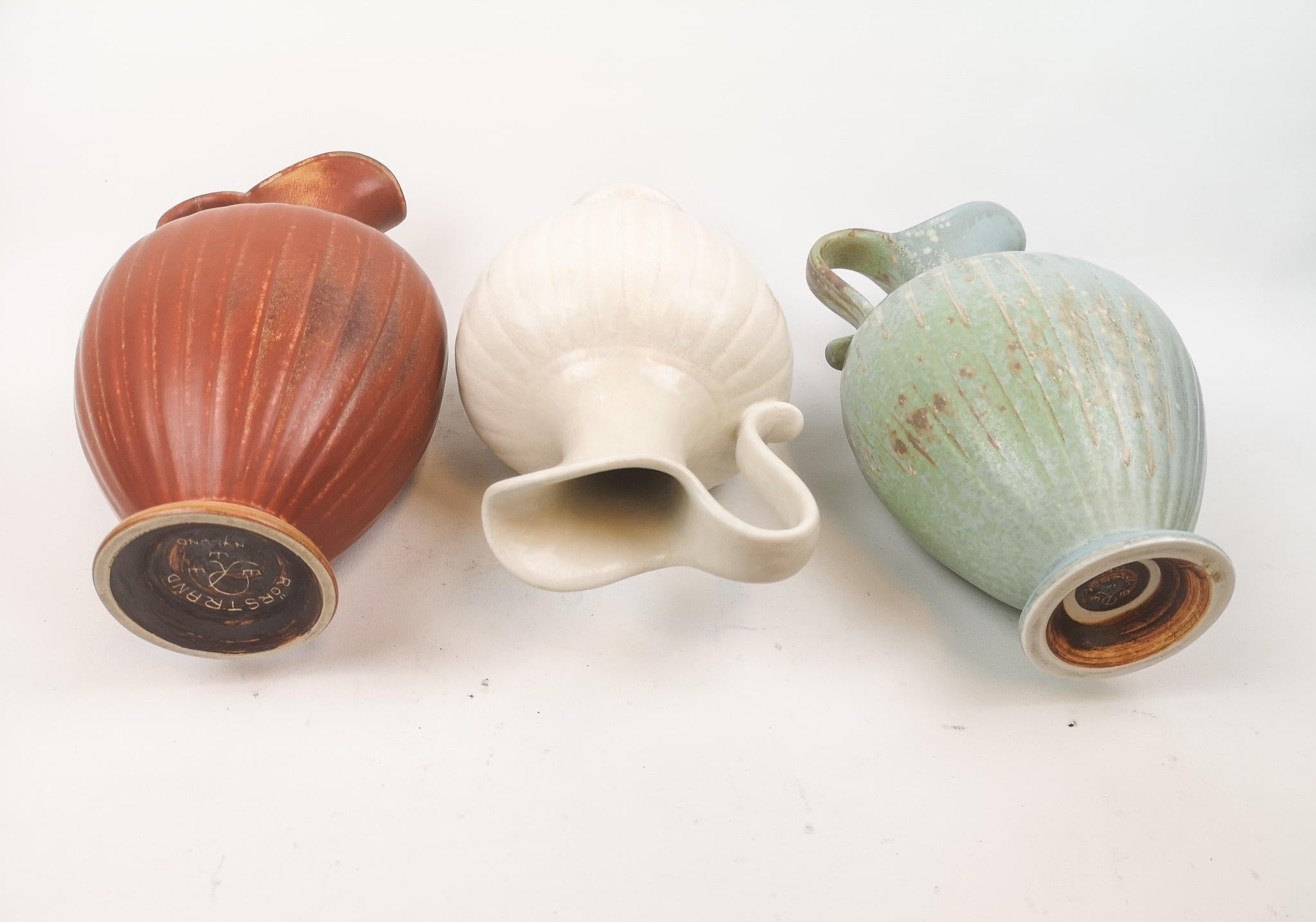 Midcentury Set of 3 Ceramic Vases Rörstrand Gunnar Nylund, Sweden 5