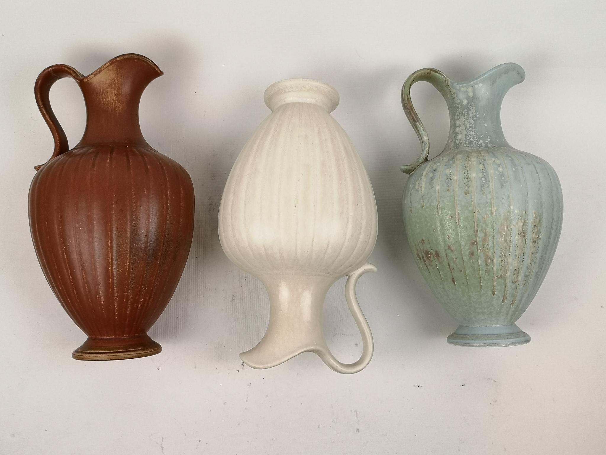 Midcentury Set of 3 Ceramic Vases Rörstrand Gunnar Nylund, Sweden 6