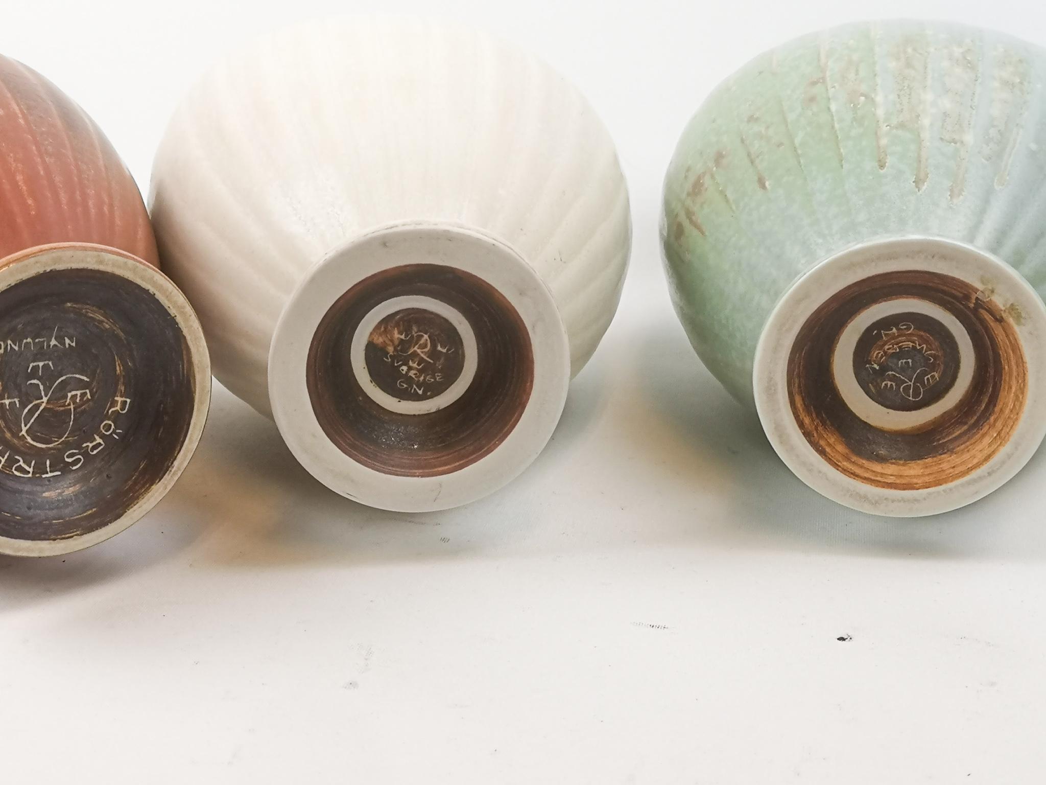 Midcentury Set of 3 Ceramic Vases Rörstrand Gunnar Nylund, Sweden 7