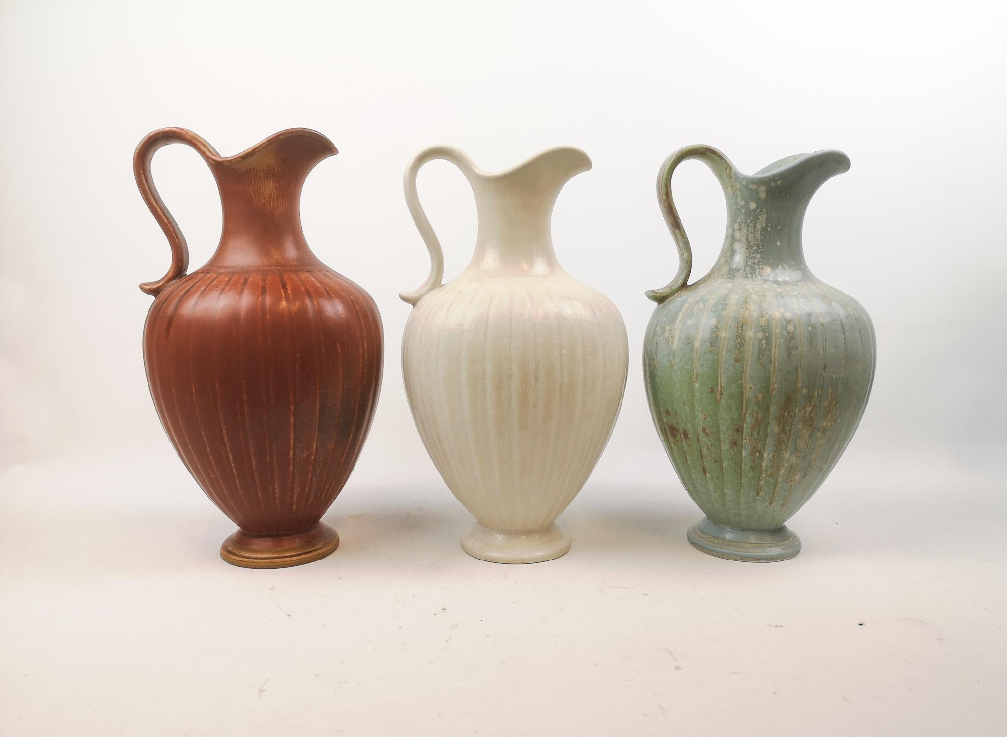 Midcentury Set of 3 Ceramic Vases Rörstrand Gunnar Nylund, Sweden In Good Condition In Hillringsberg, SE