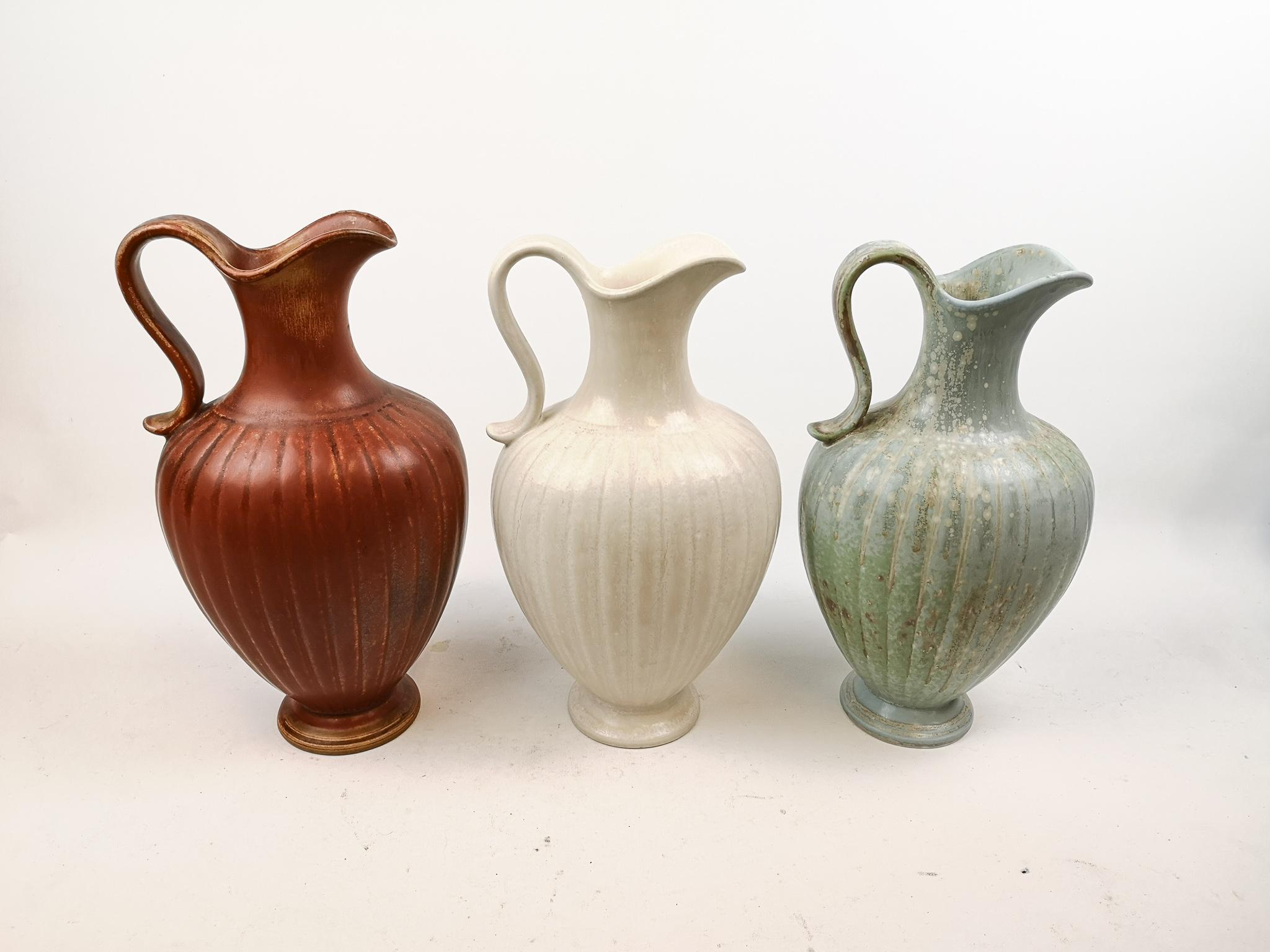 Mid-20th Century Midcentury Set of 3 Ceramic Vases Rörstrand Gunnar Nylund, Sweden