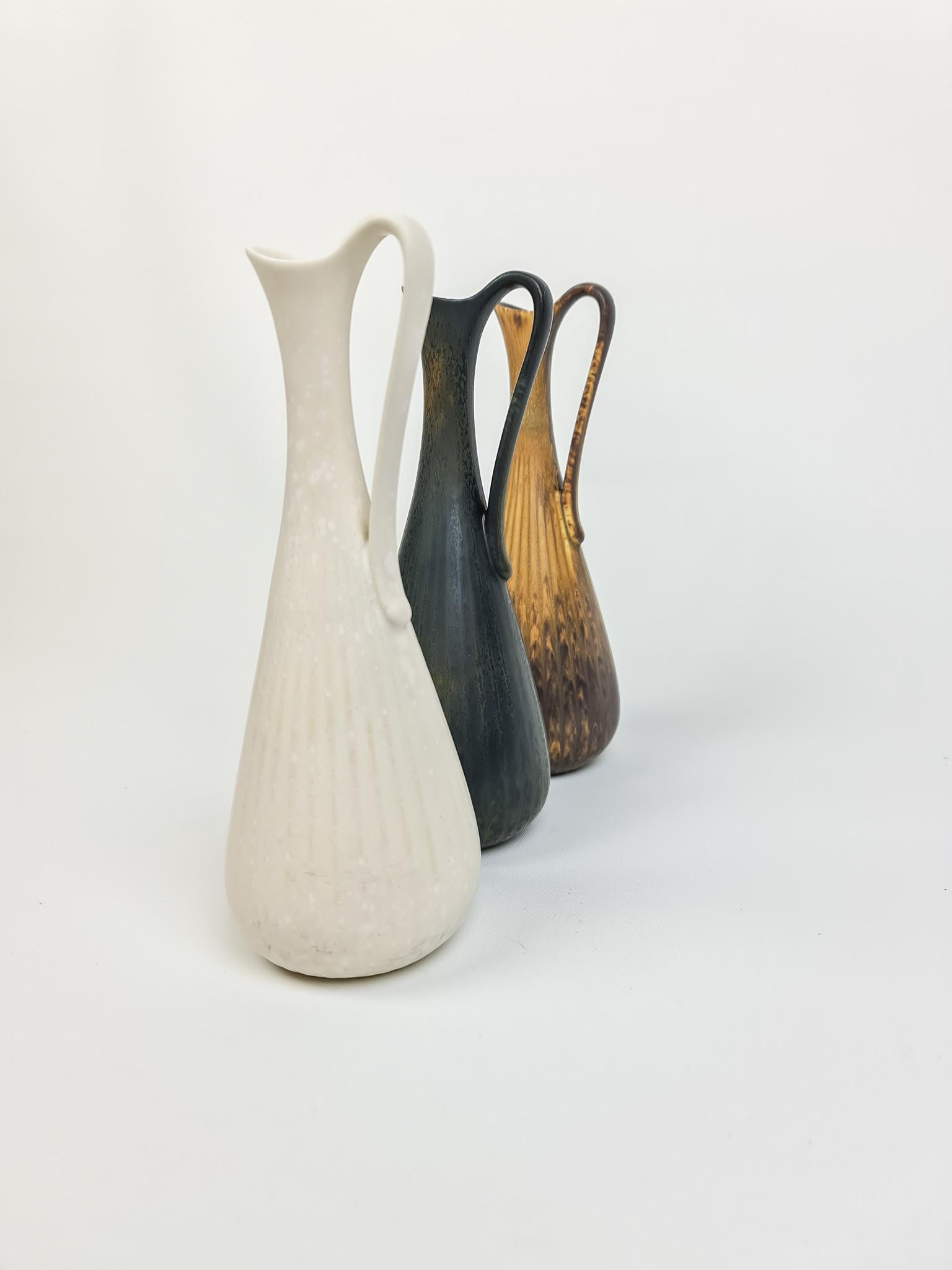 Midcentury Set of 3 Ceramic Vases Rörstrand Gunnar Nylund, Sweden 1