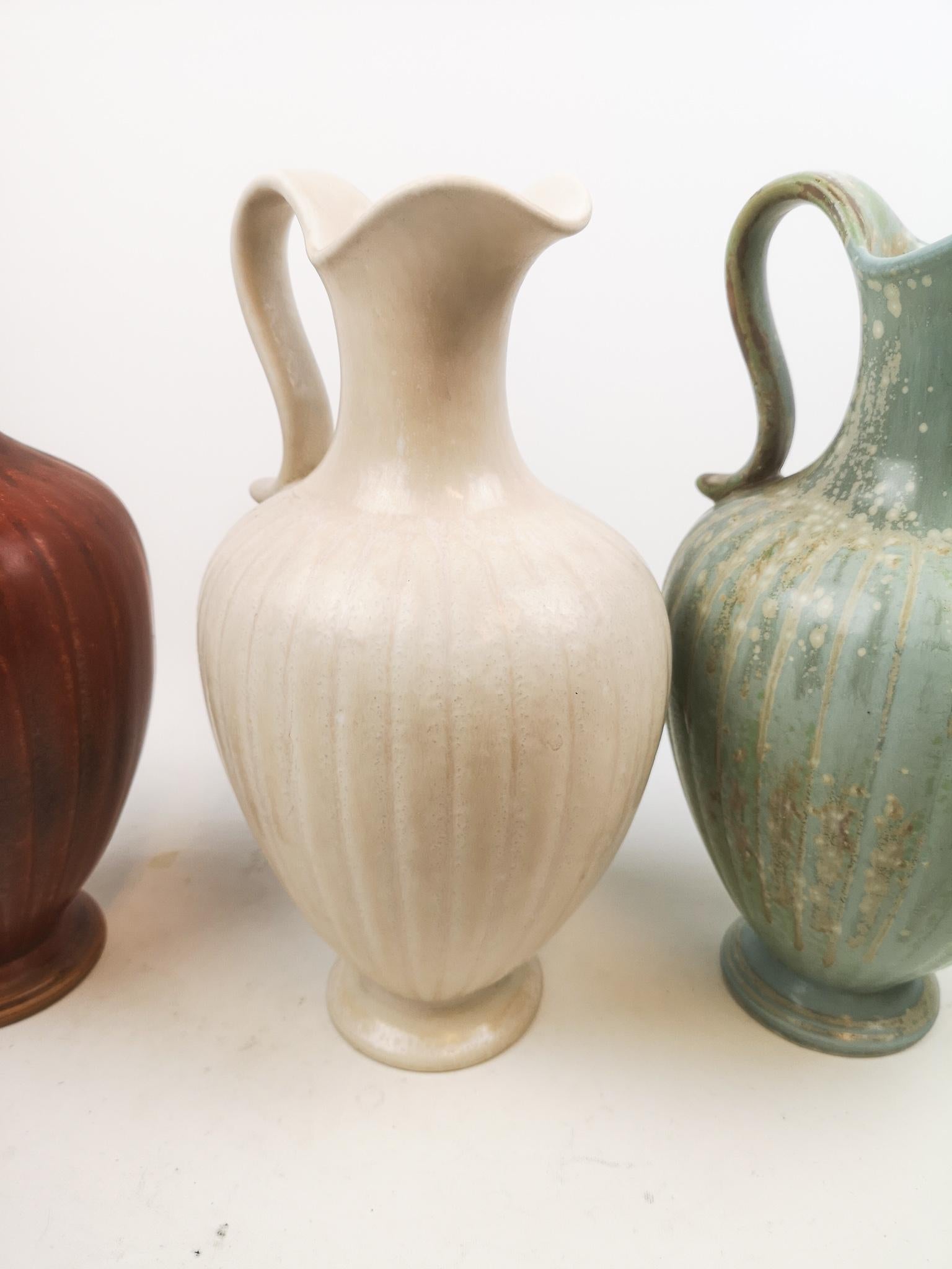 Midcentury Set of 3 Ceramic Vases Rörstrand Gunnar Nylund, Sweden 2