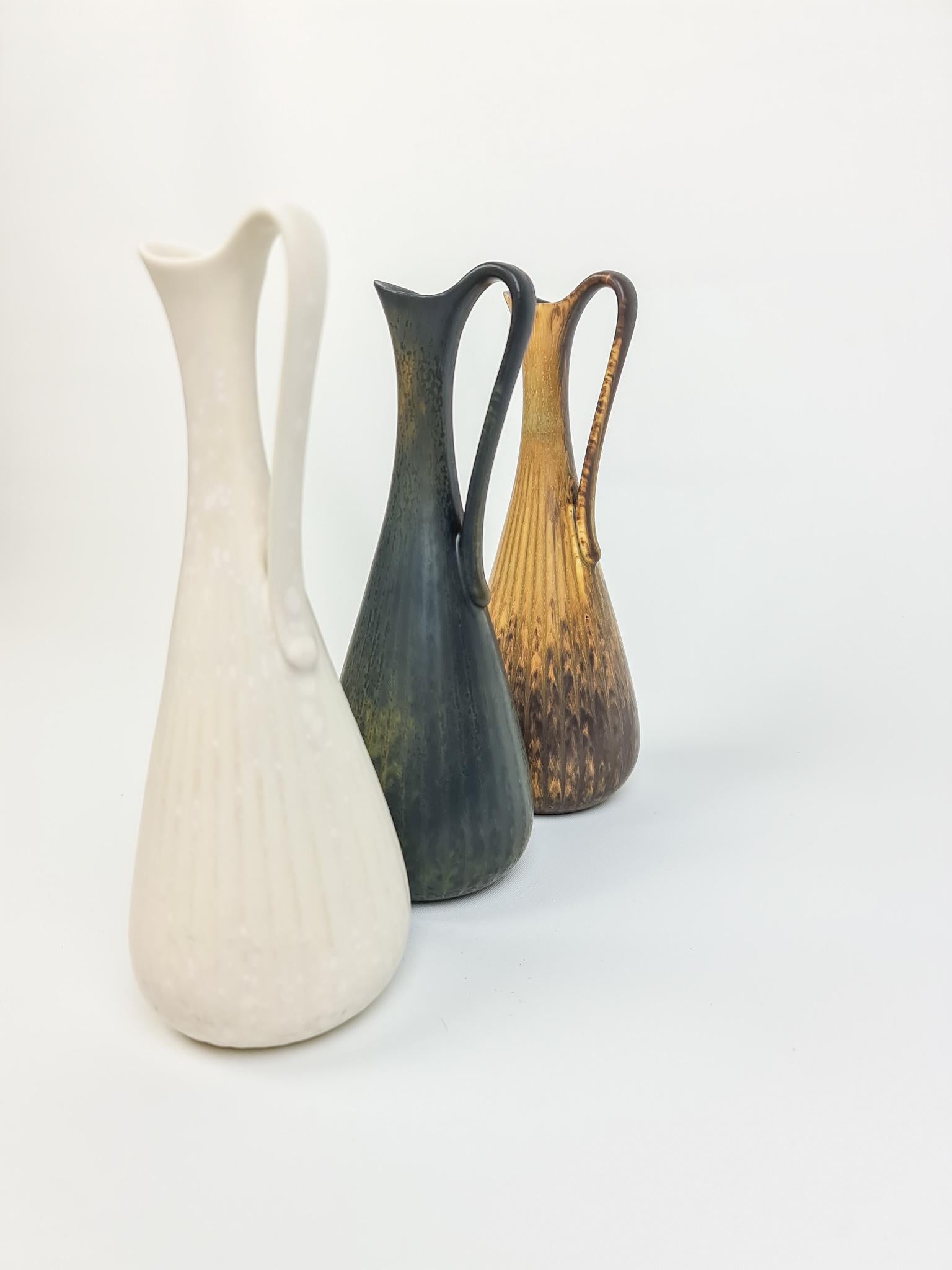 Midcentury Set of 3 Ceramic Vases Rörstrand Gunnar Nylund, Sweden 2