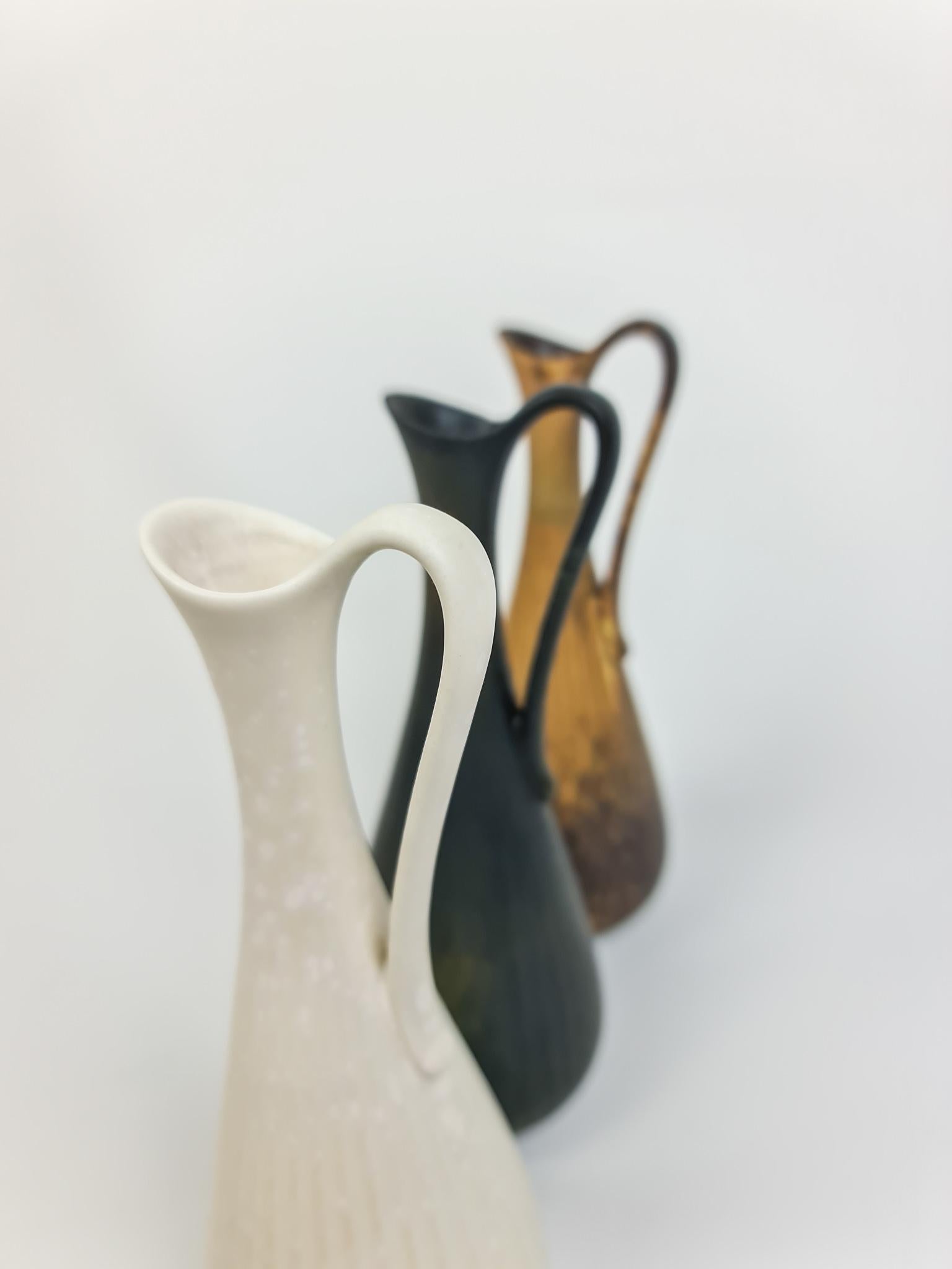 Midcentury Set of 3 Ceramic Vases Rörstrand Gunnar Nylund, Sweden 3