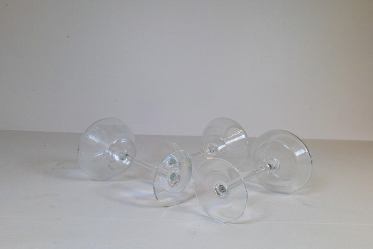 Midcentury Set of 3 Large Art Glass Candleholders Johansfors, Sweden, 1950s For Sale 4