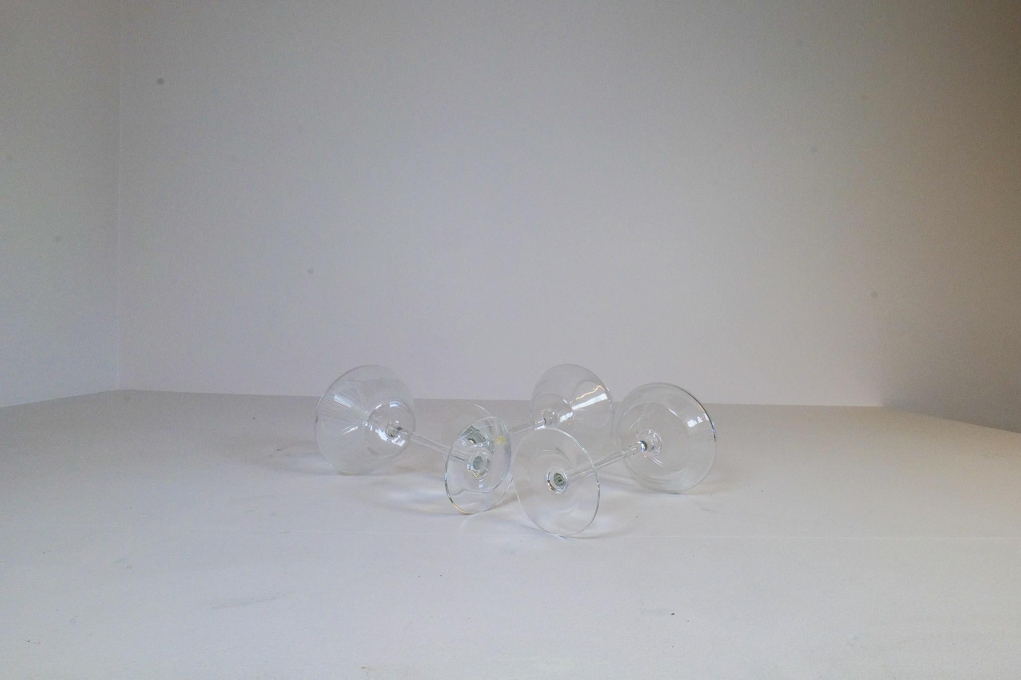 Midcentury Set of 3 Large Art Glass Candleholders Johansfors, Sweden, 1950s For Sale 1