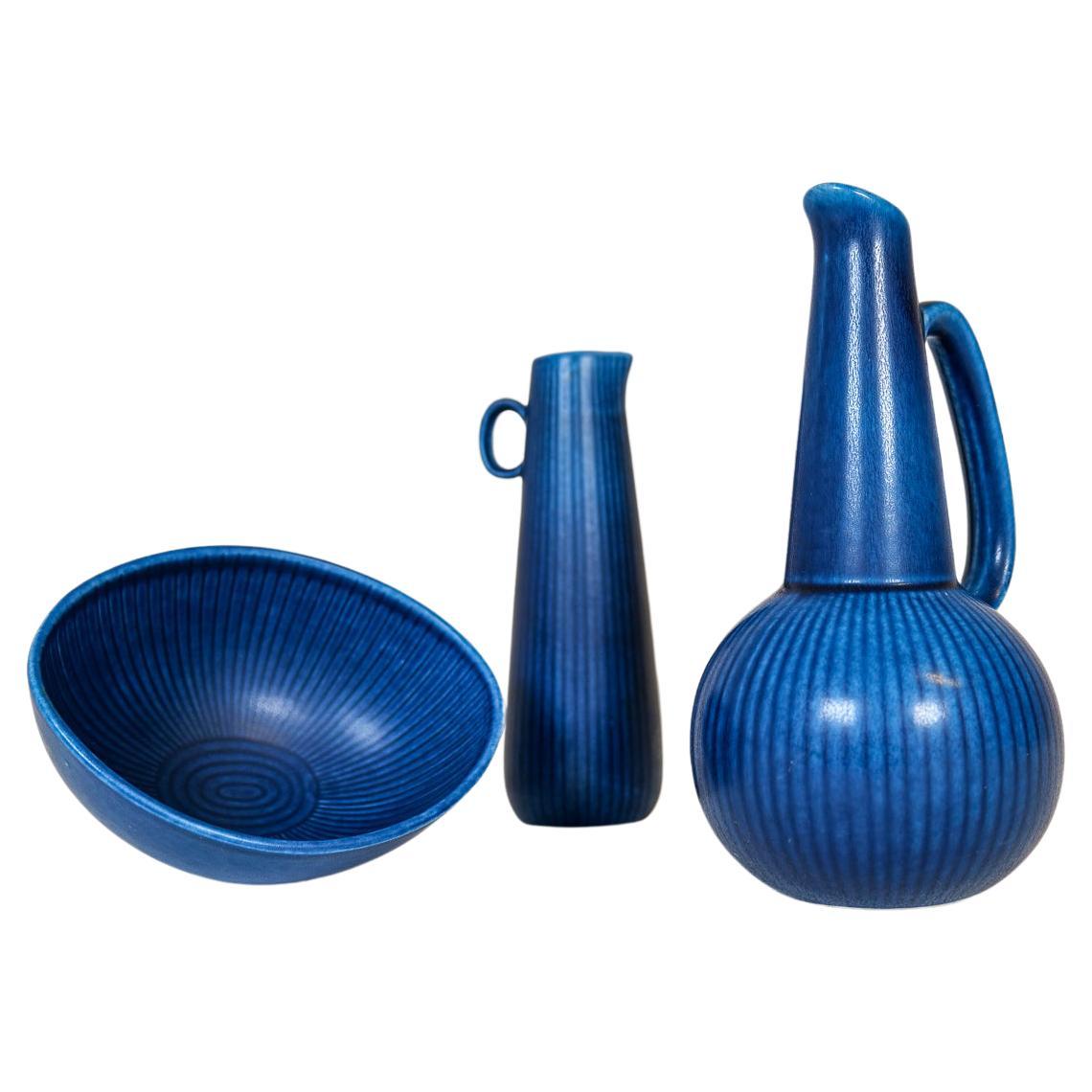 Ensemble de 3 vases et bol Ritzi de Rörstrand Gunnar Nylund