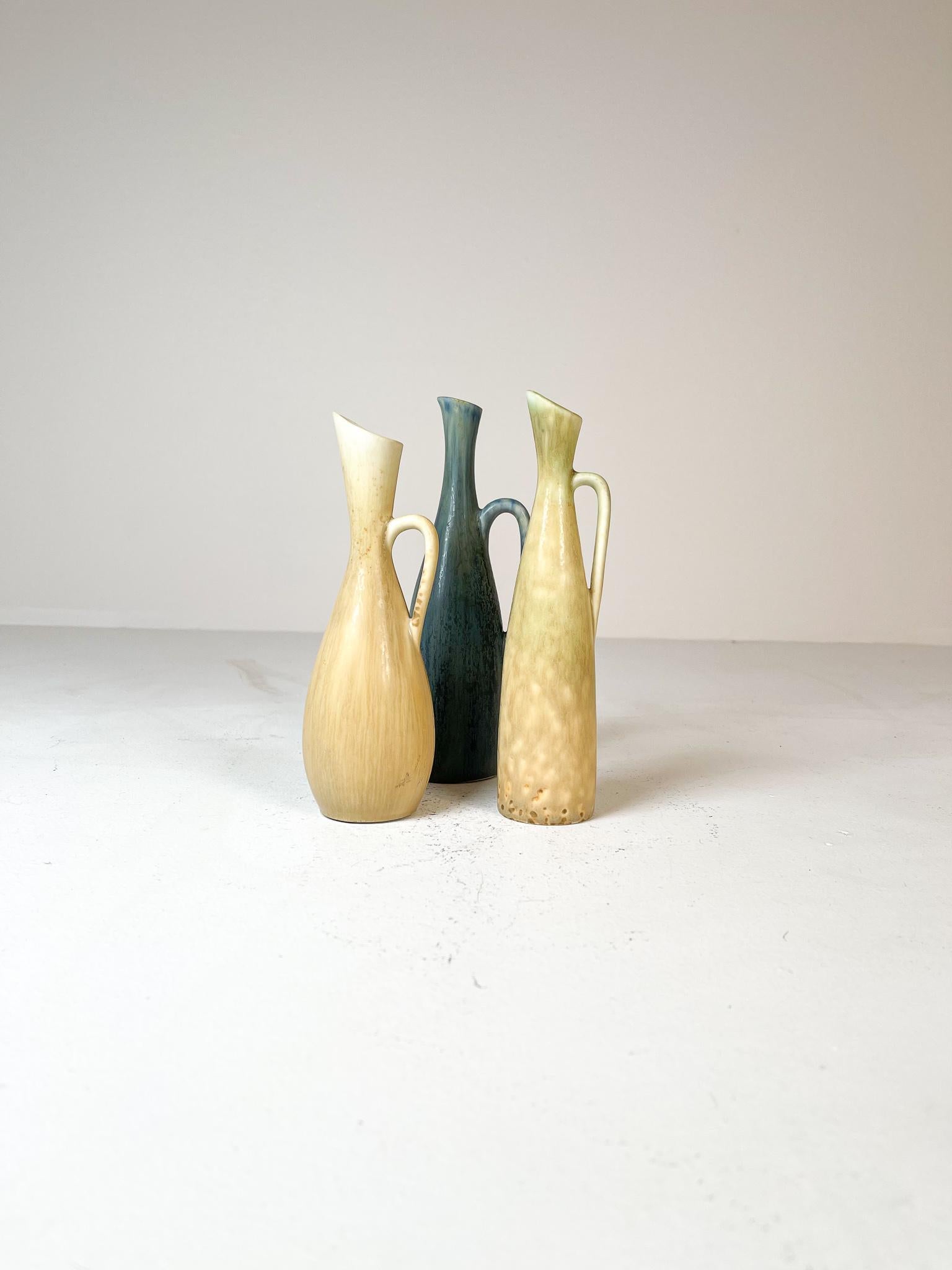 Swedish Mid-Century Modern Set of 3 Vases Rörstrand Carl Harry Stålhane, Sweden, 1950s For Sale