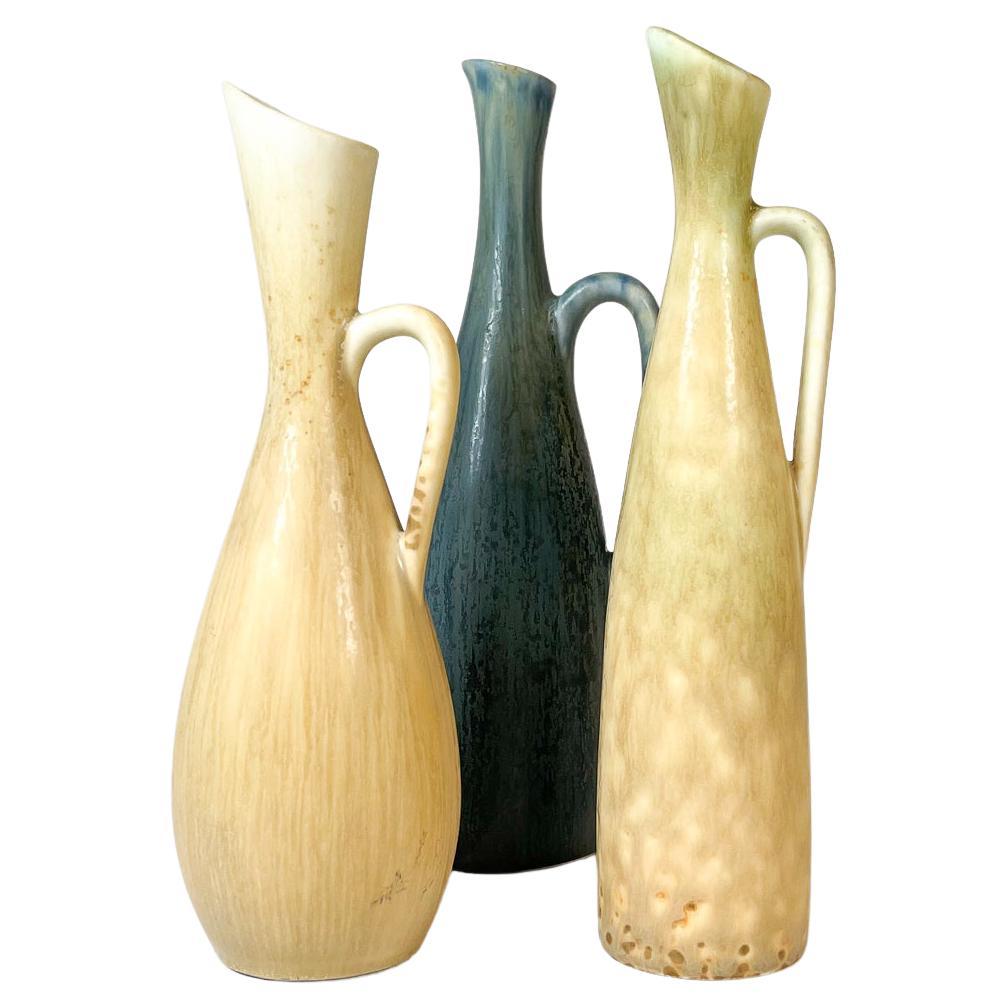 Ensemble de 3 vases modernes du milieu du siècle Rörstrand Carl Harry Stålhane, Suède, années 1950