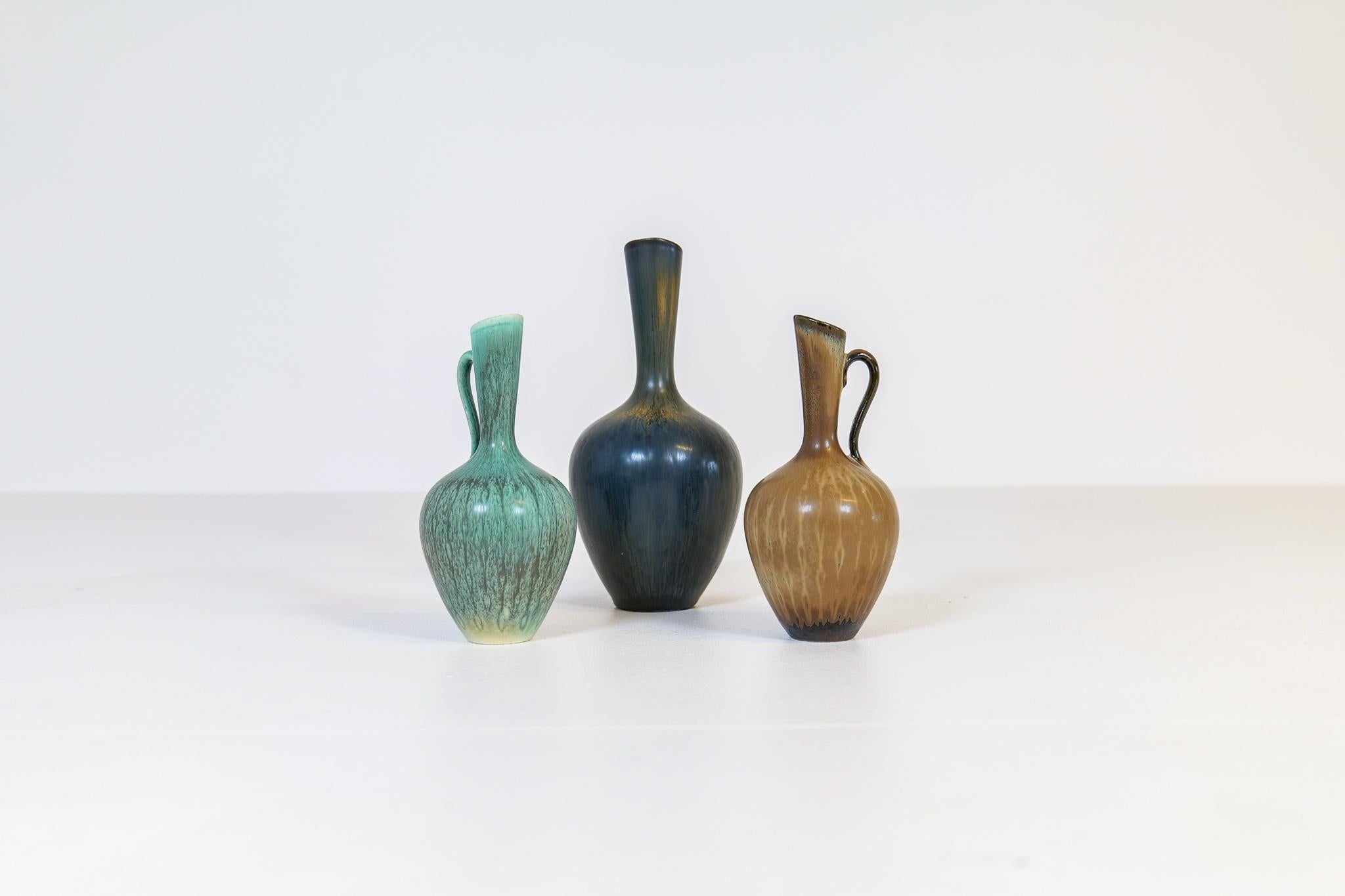 Midcentury Set of 3 Vases Rörstrand Gunnar Nylund Sweden For Sale 1