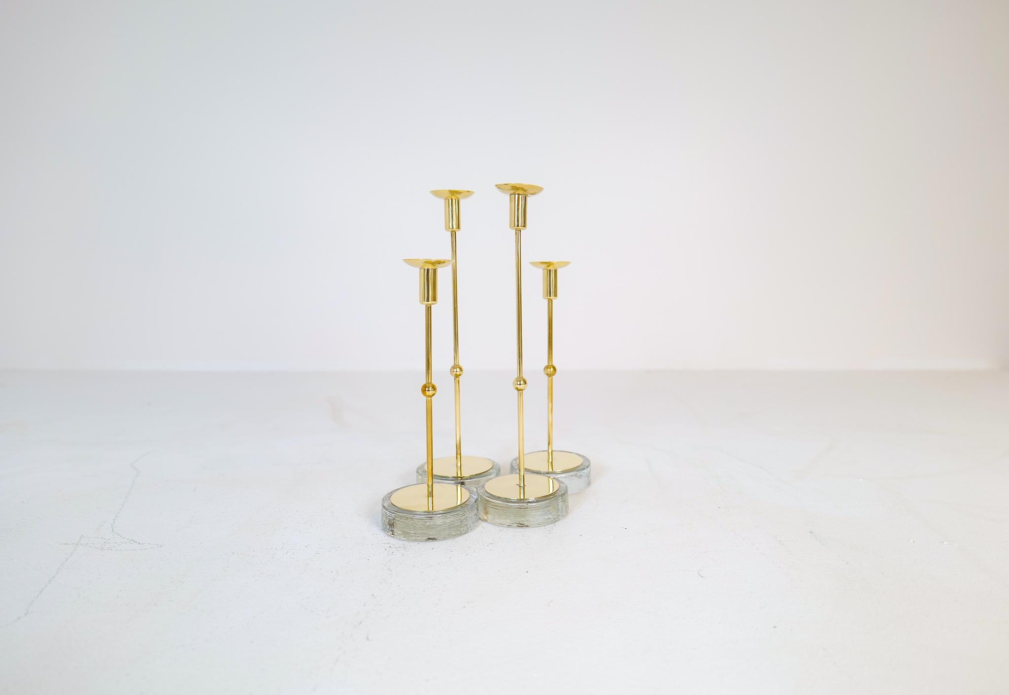 Mid-Century Set of 4 Candleholders Ystad Metall, Sweden, 1950s In Good Condition For Sale In Hillringsberg, SE
