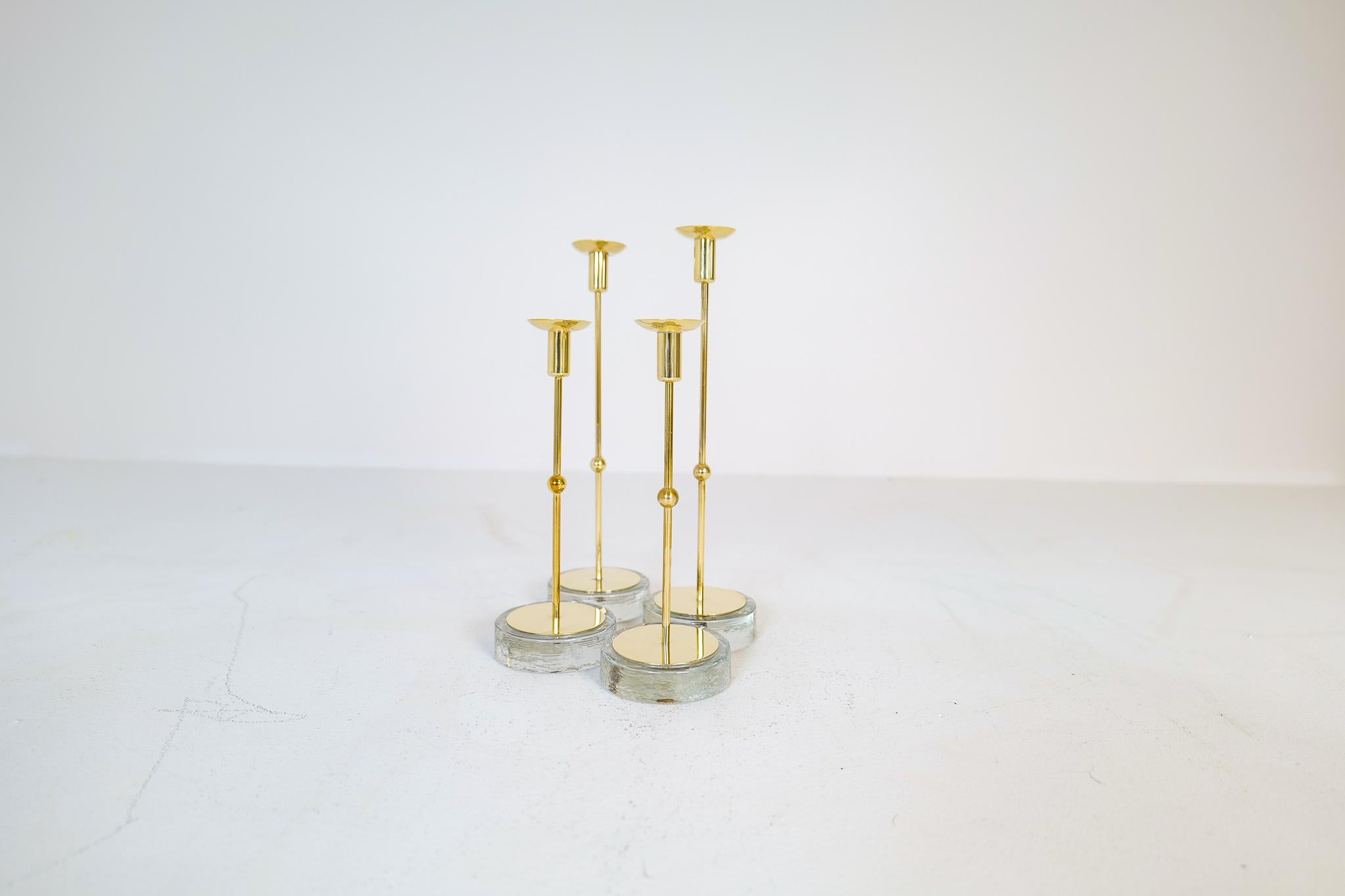 Mid-20th Century Mid-Century Set of 4 Candleholders Ystad Metall, Sweden, 1950s For Sale