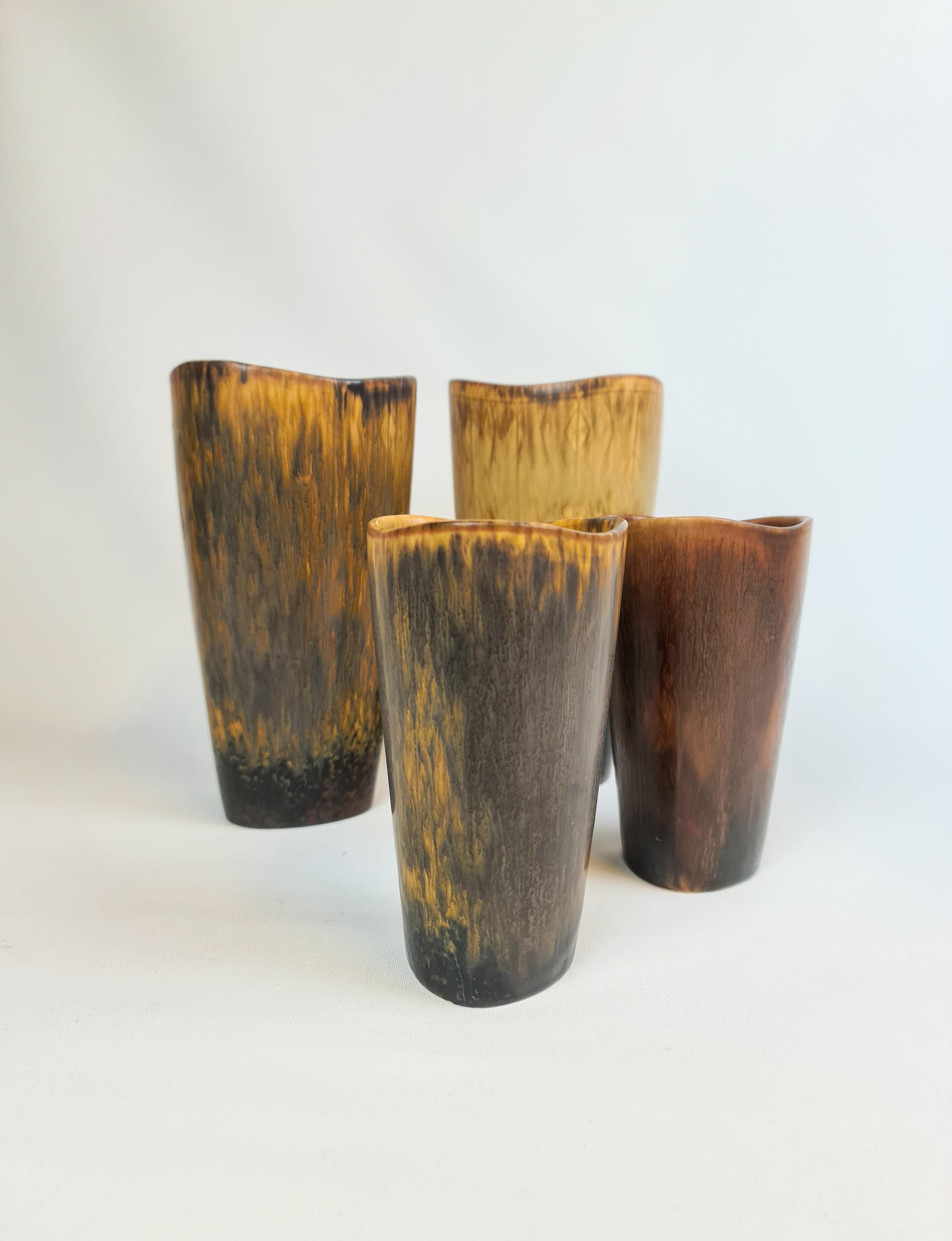 Midcentury Modern Set of 4 Ceramic Vases Gunnar Nylund Rörstrand Sweden For Sale 4