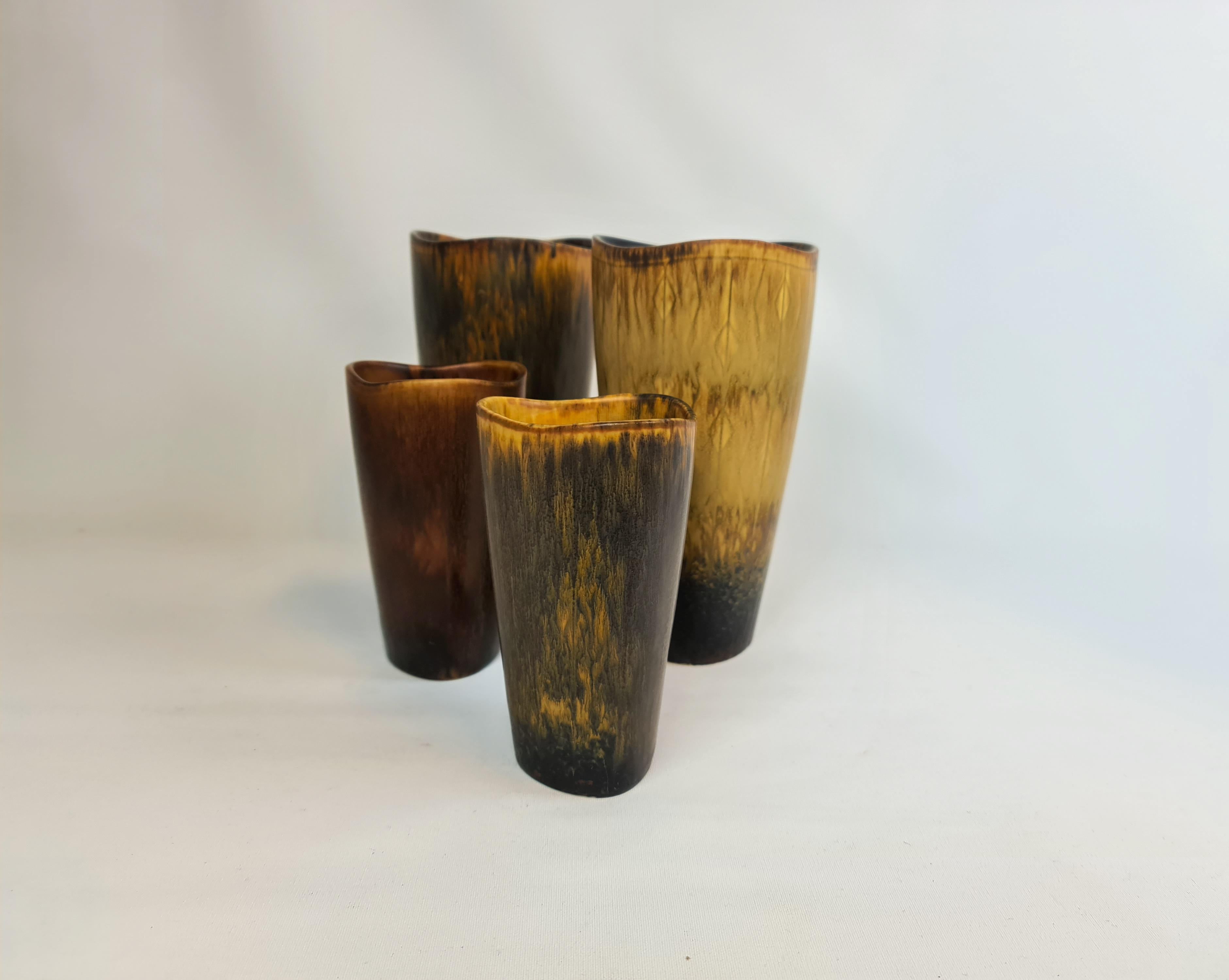Midcentury Modern Set of 4 Ceramic Vases Gunnar Nylund Rörstrand Sweden For Sale 5