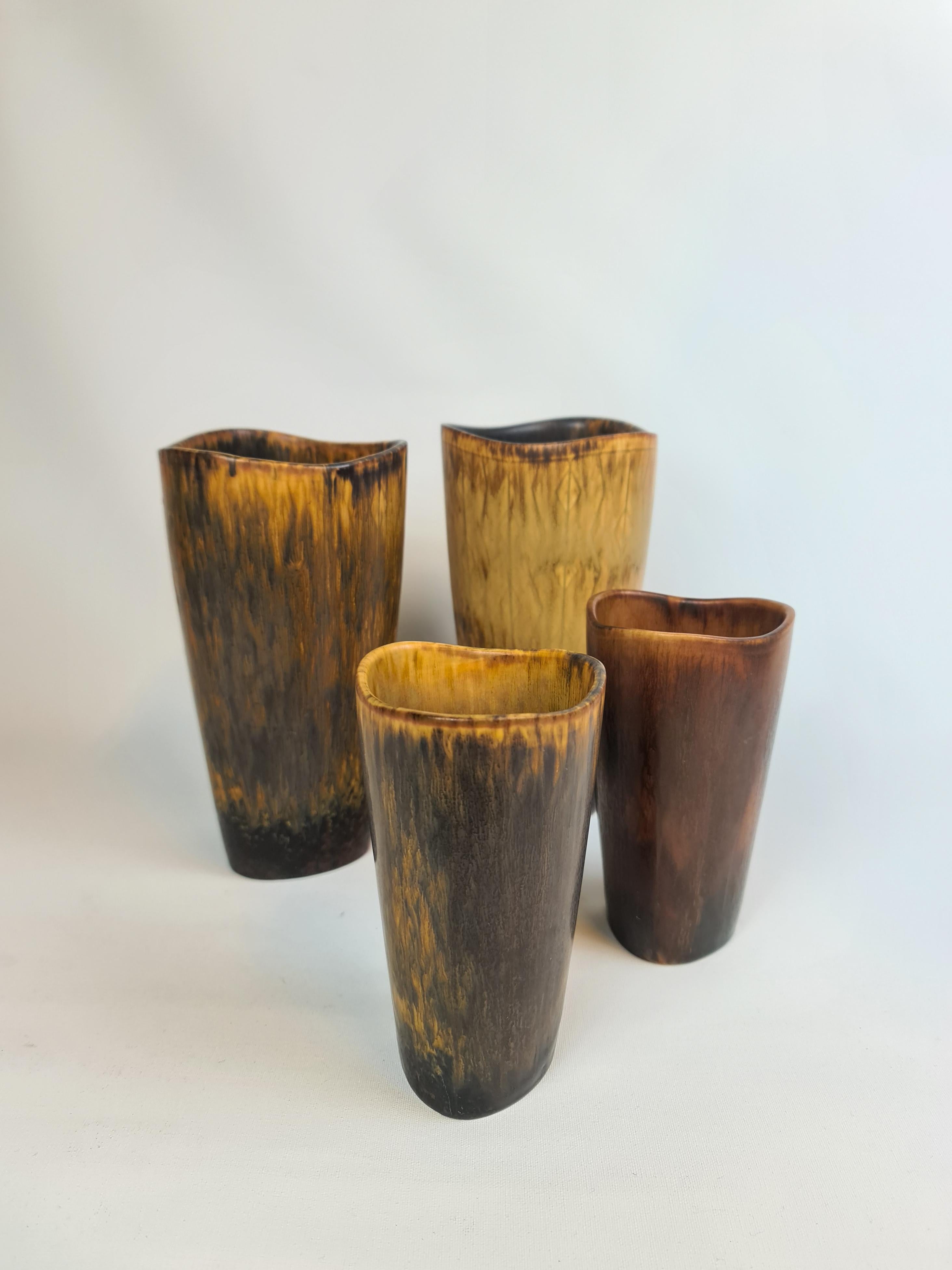Midcentury Modern Set of 4 Ceramic Vases Gunnar Nylund Rörstrand Sweden For Sale 2