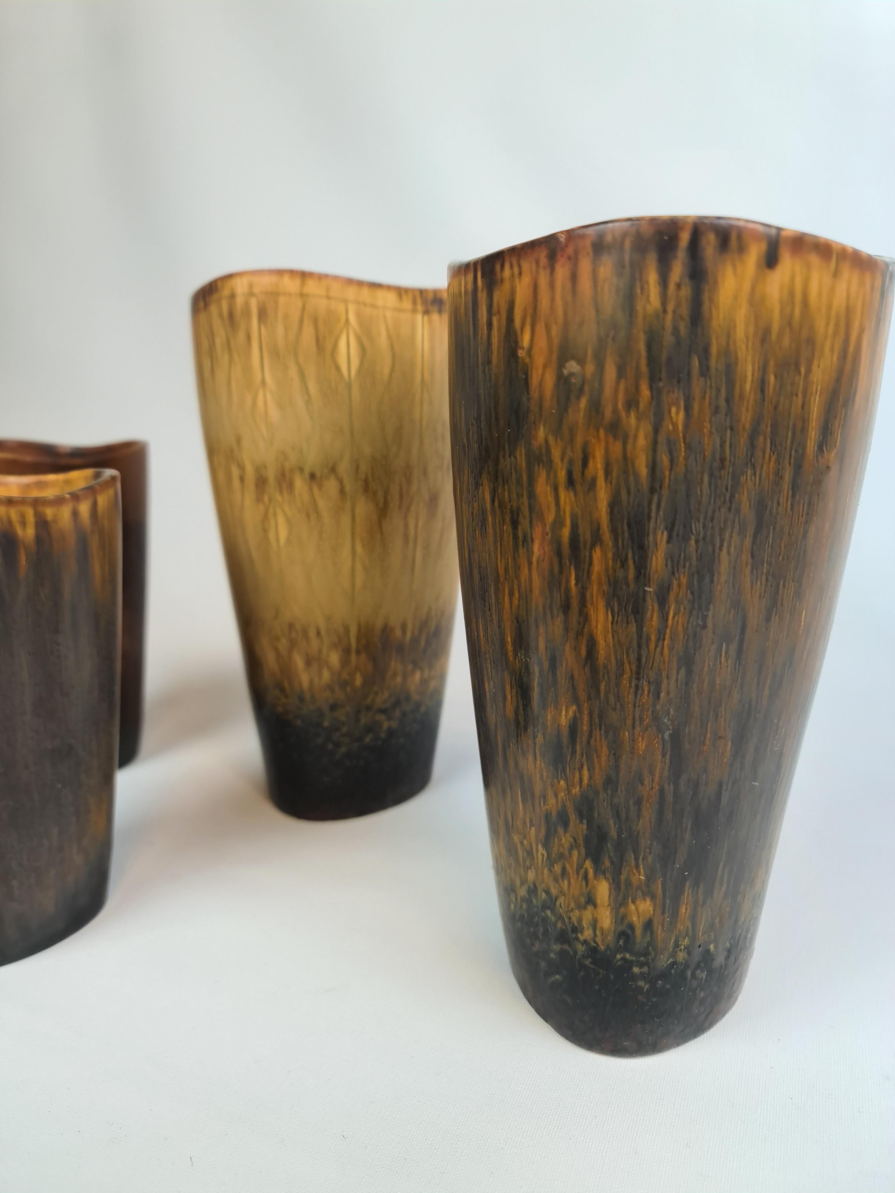 Midcentury Modern Set of 4 Ceramic Vases Gunnar Nylund Rörstrand Sweden For Sale 3