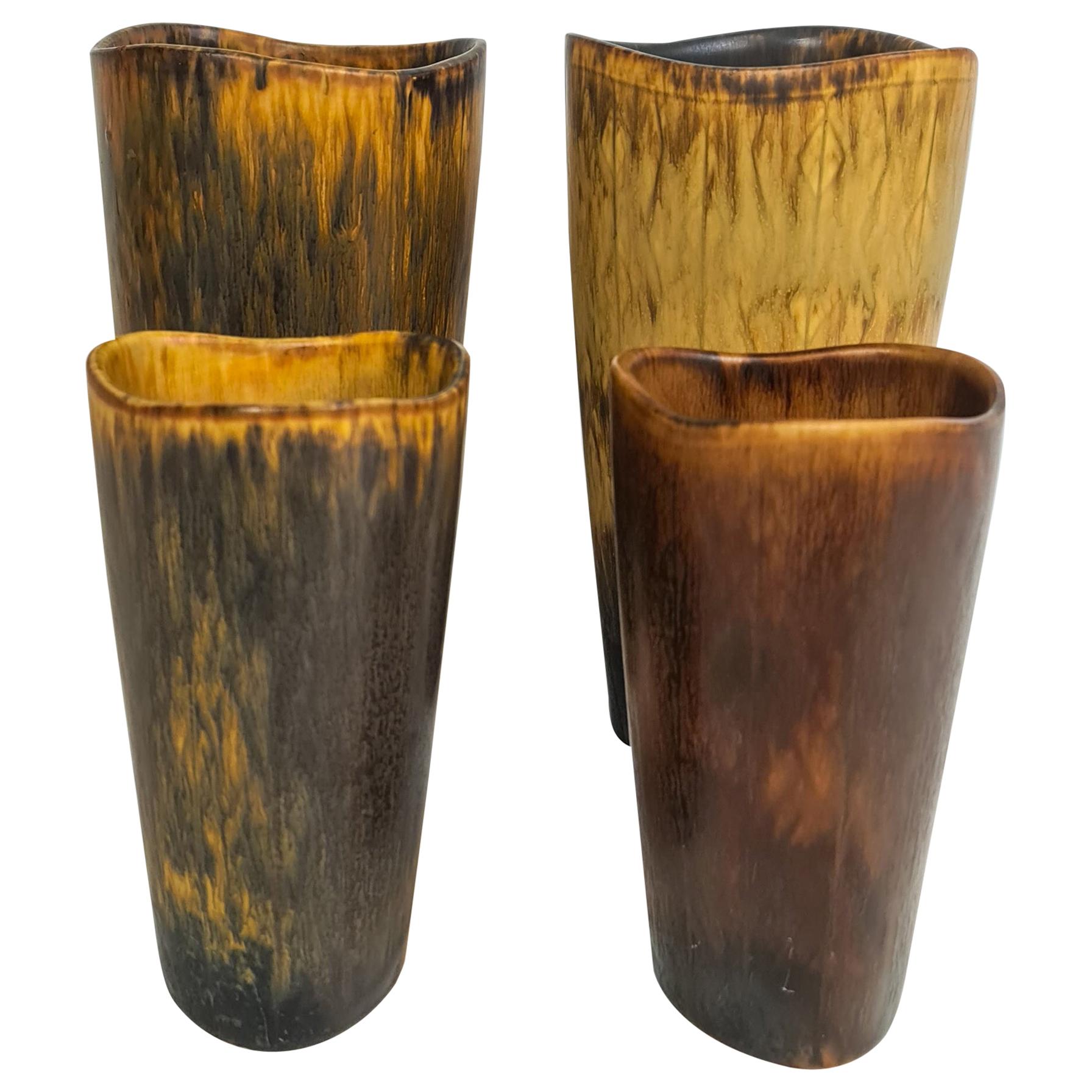 Midcentury Set of 4 Ceramic Vases Gunnar Nylund Rörstrand Sweden