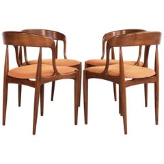 Midcentury Set of 4 Chairs in Teak by Johannes Andersen for Uldum